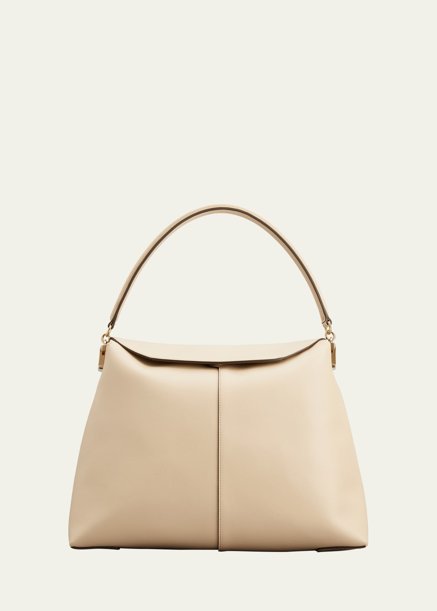 Tod's Fold-over Flap Leather Tote Bag In Naturale