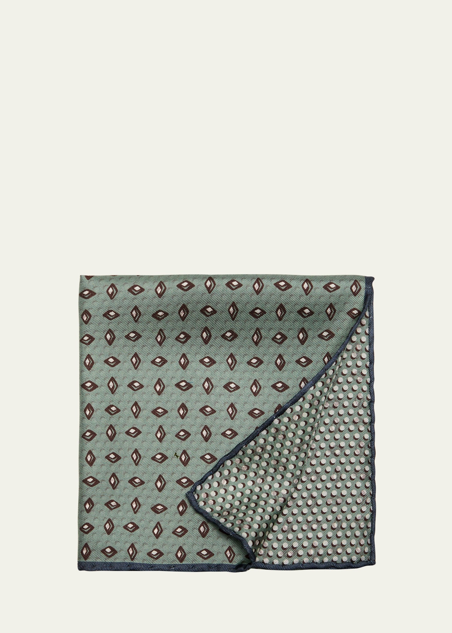 Shop Brioni Men's Silk Geometric Double-face Pocket Square In Aquablue