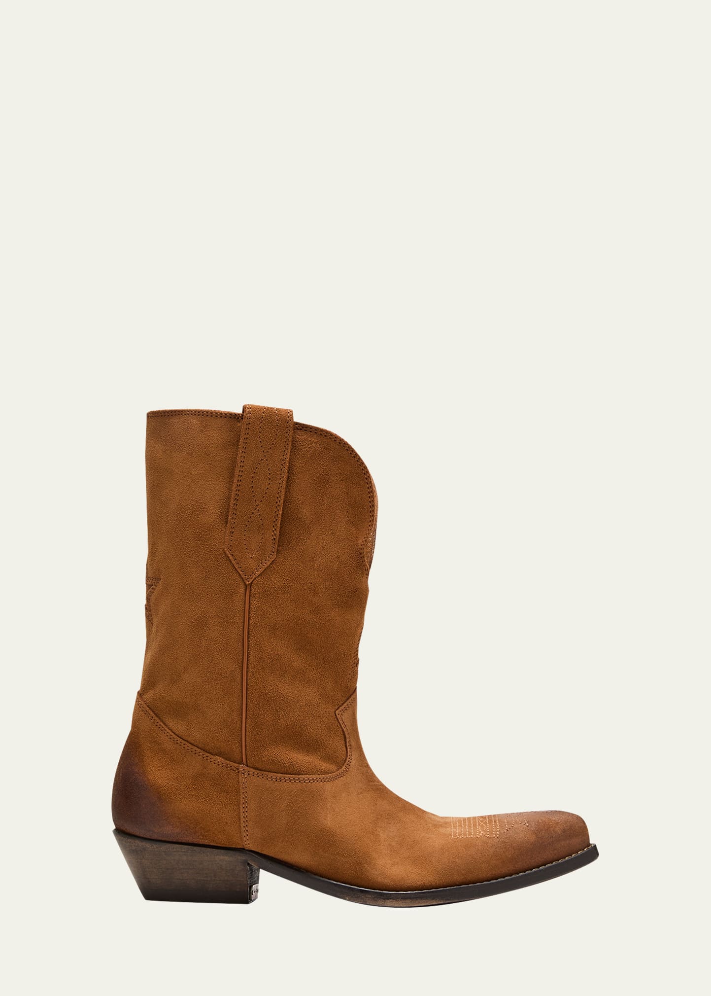 Golden Goose Low Wish Star Suede Western Boots In Rhum