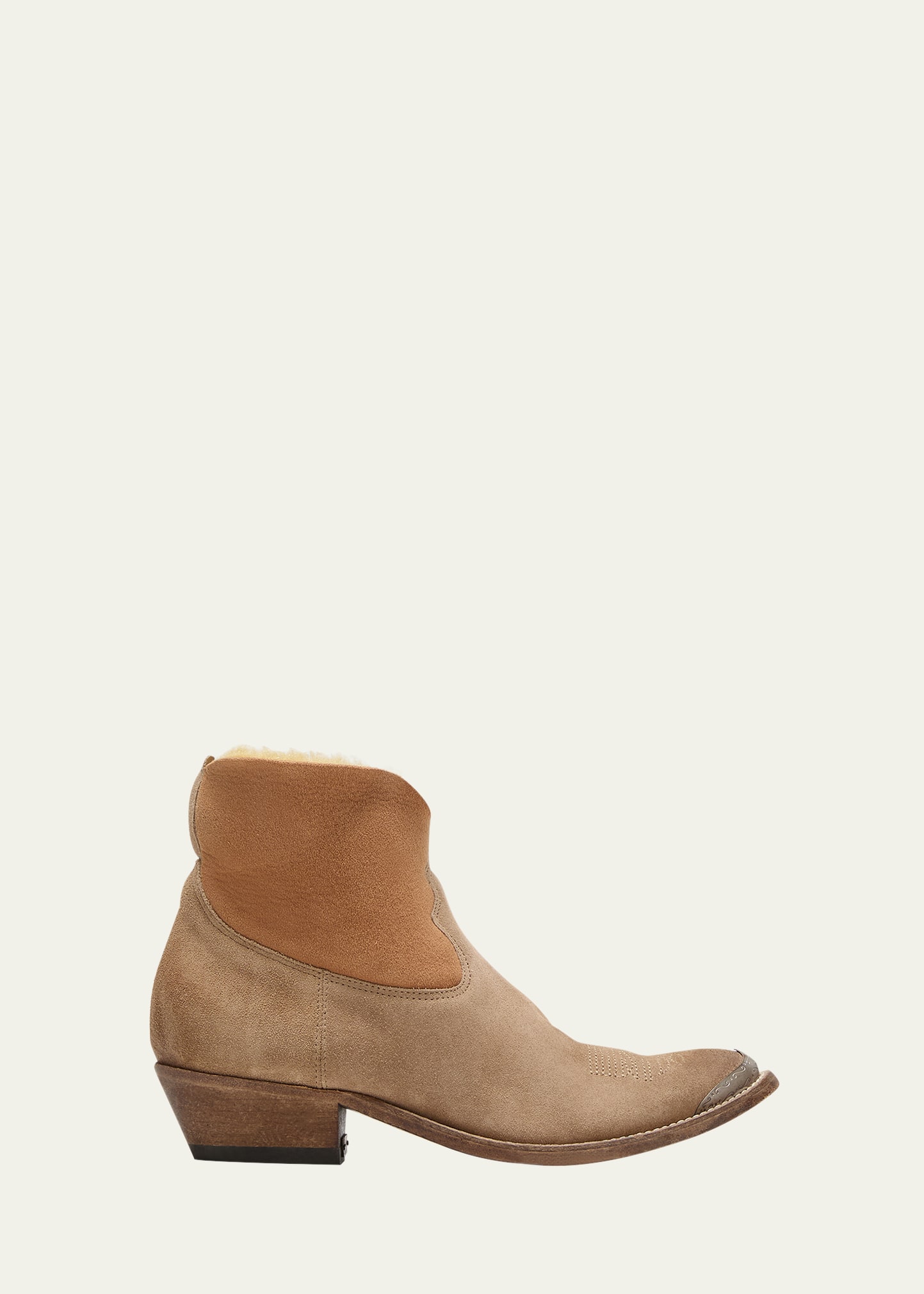 Golden Goose Young Cowboy Shearling-lined Boots In Tobacco/cream