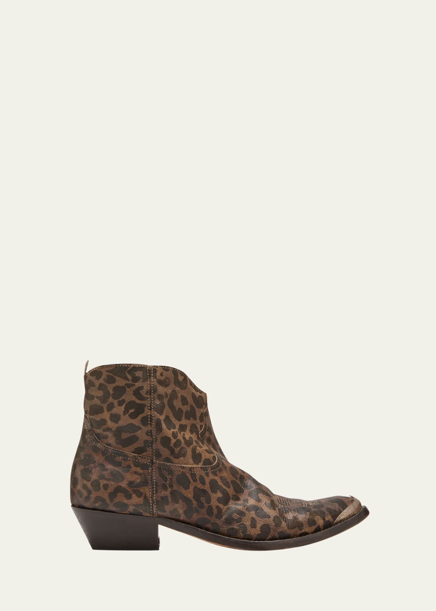 Golden Goose Young Leopard-print Leather Cowboy Boots In Beige Black Leo