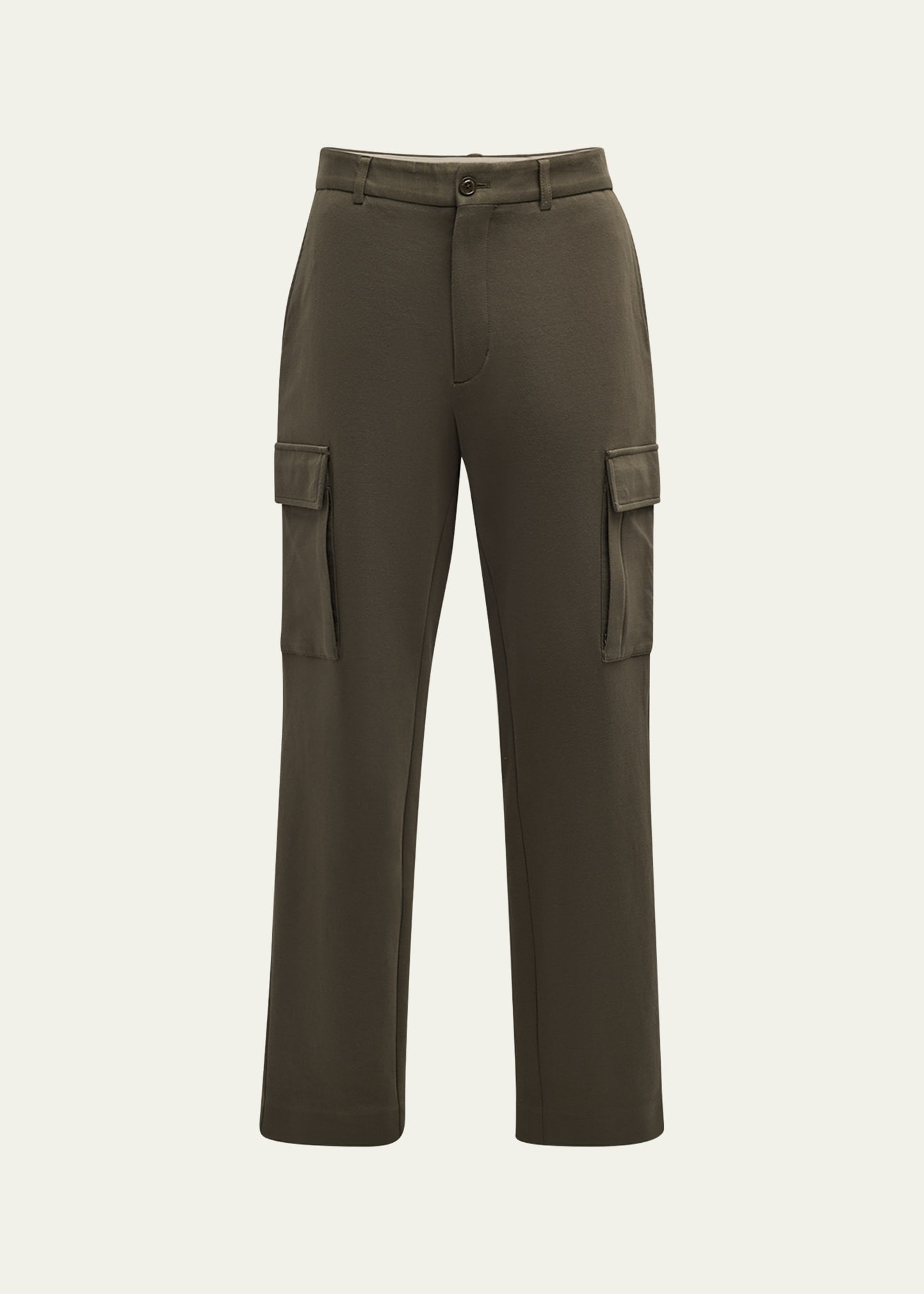 Shop Moncler Men's Soft Cotton-nylon Cargo Pants In Olive