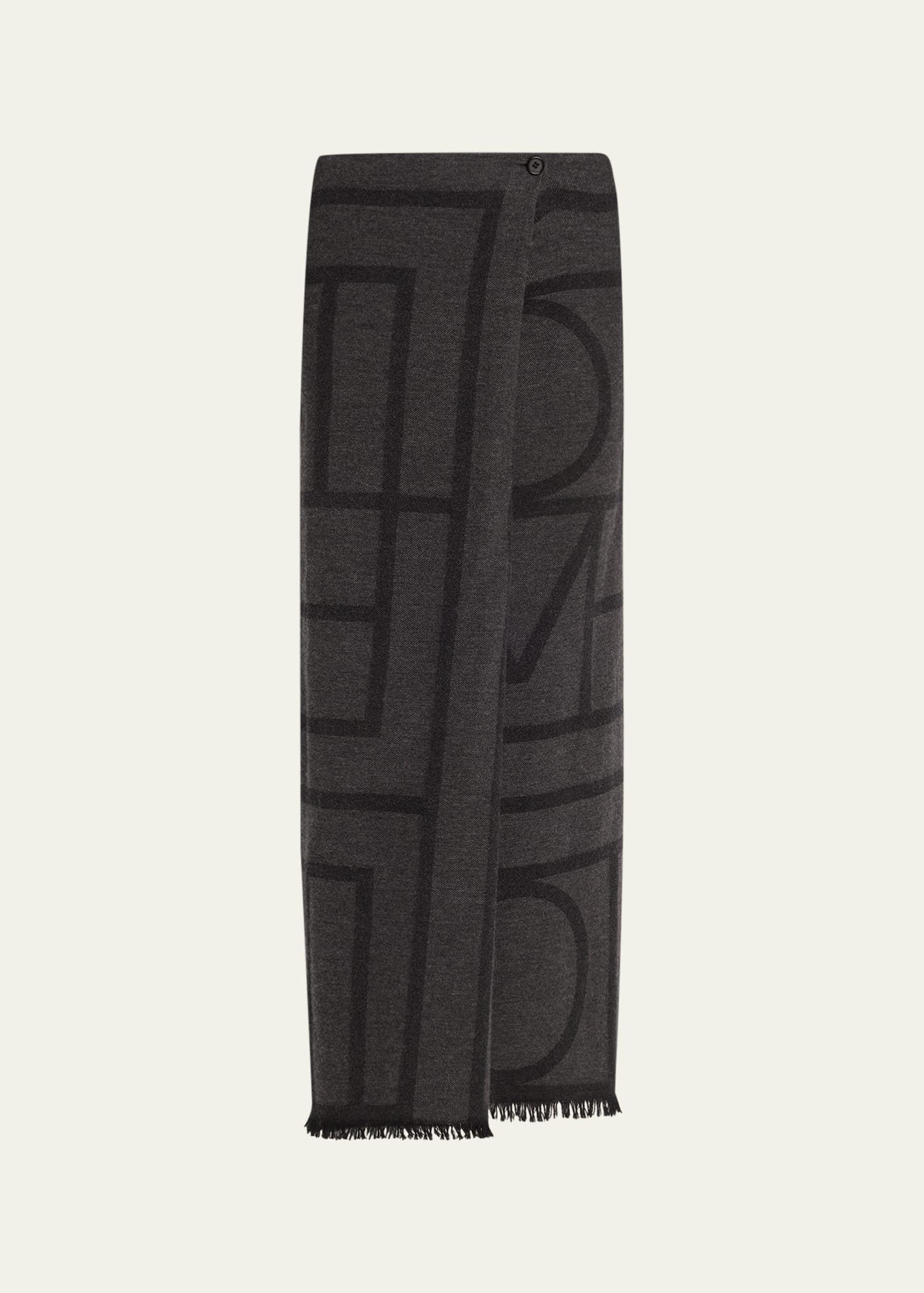 Shop Totême Monogram Winter Sarong In Dark Grey