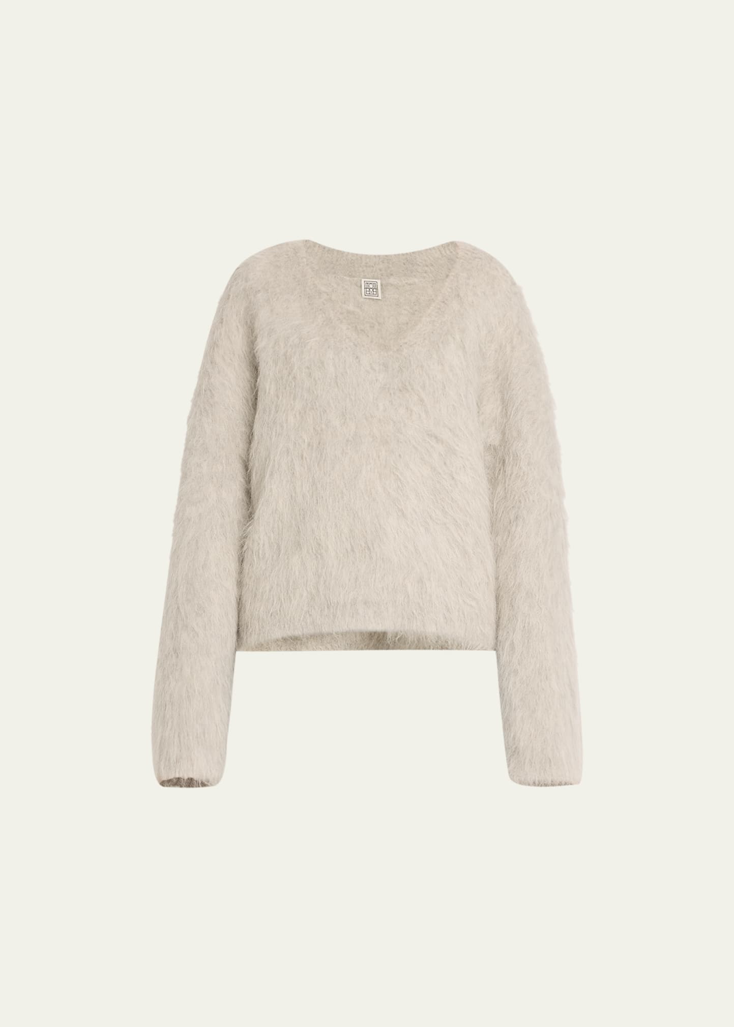 Totême Fuzzy Petite Boxy Alpaca-blend Sweater In Grey