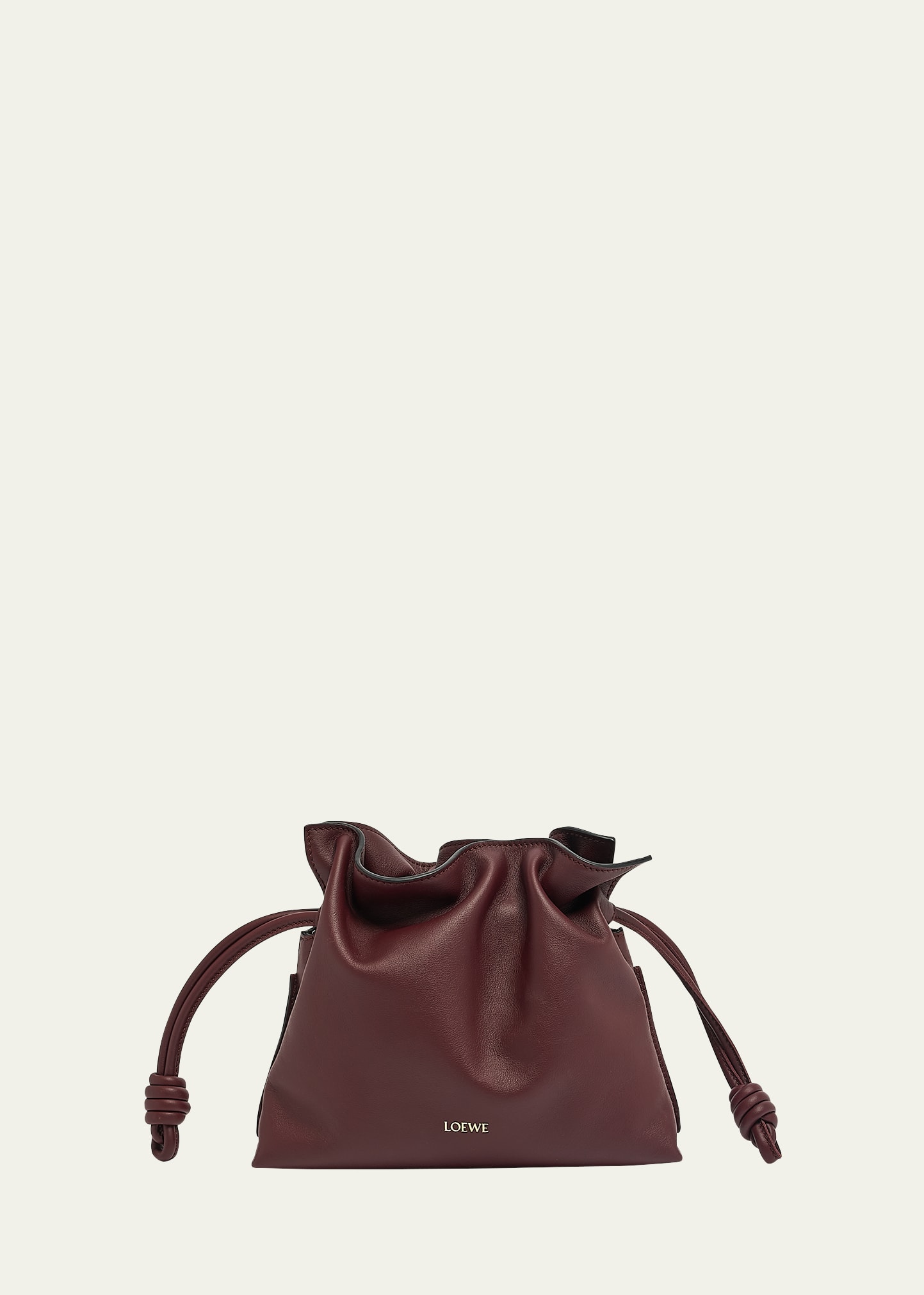 Shop Loewe Flamenco Mini Clutch Bag In Napa Leather With Golden Foil Anagram In Dark Burgundy