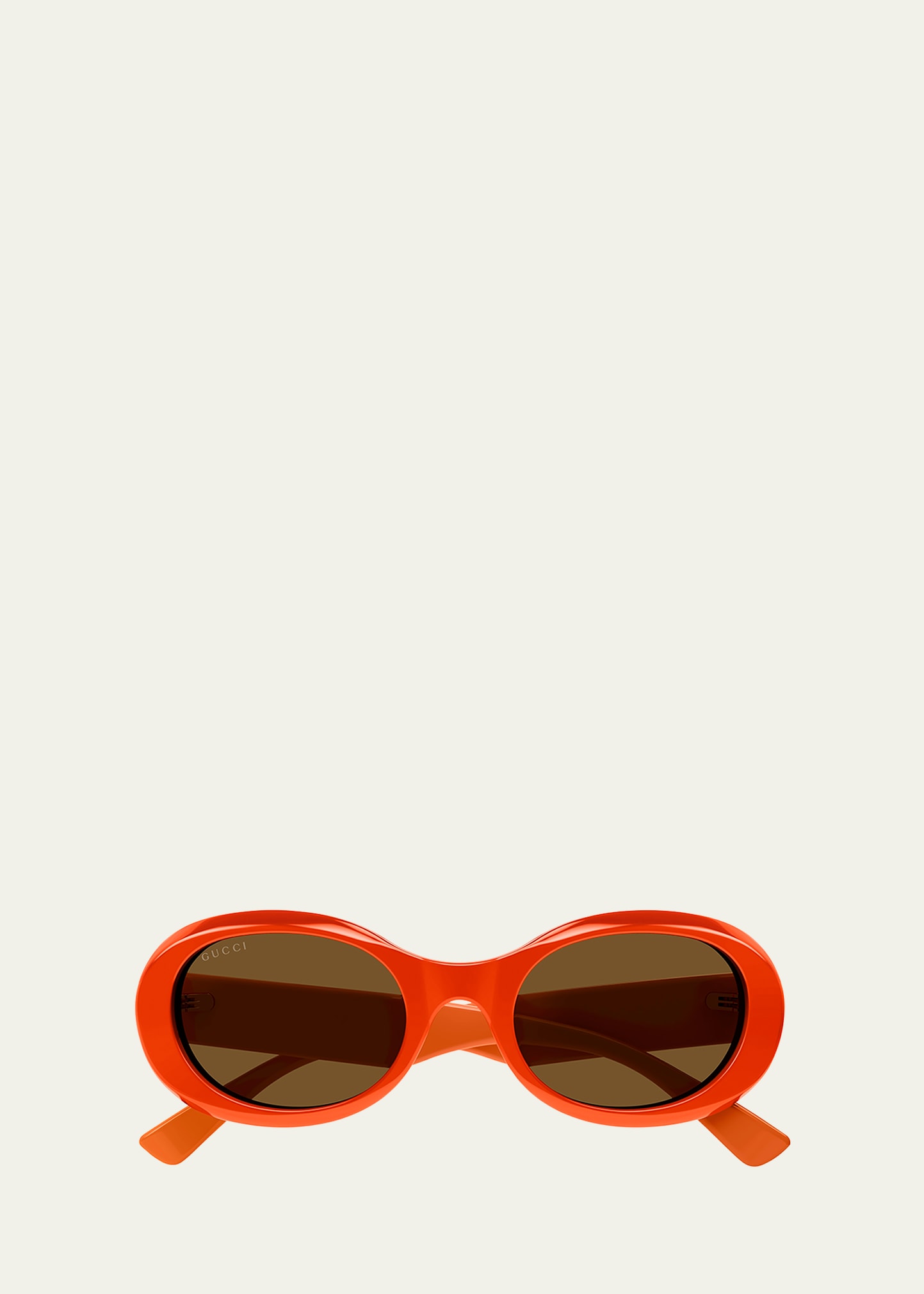 Gucci Logo Acetate Oval Sunglasses In Shiny Glossy Oran