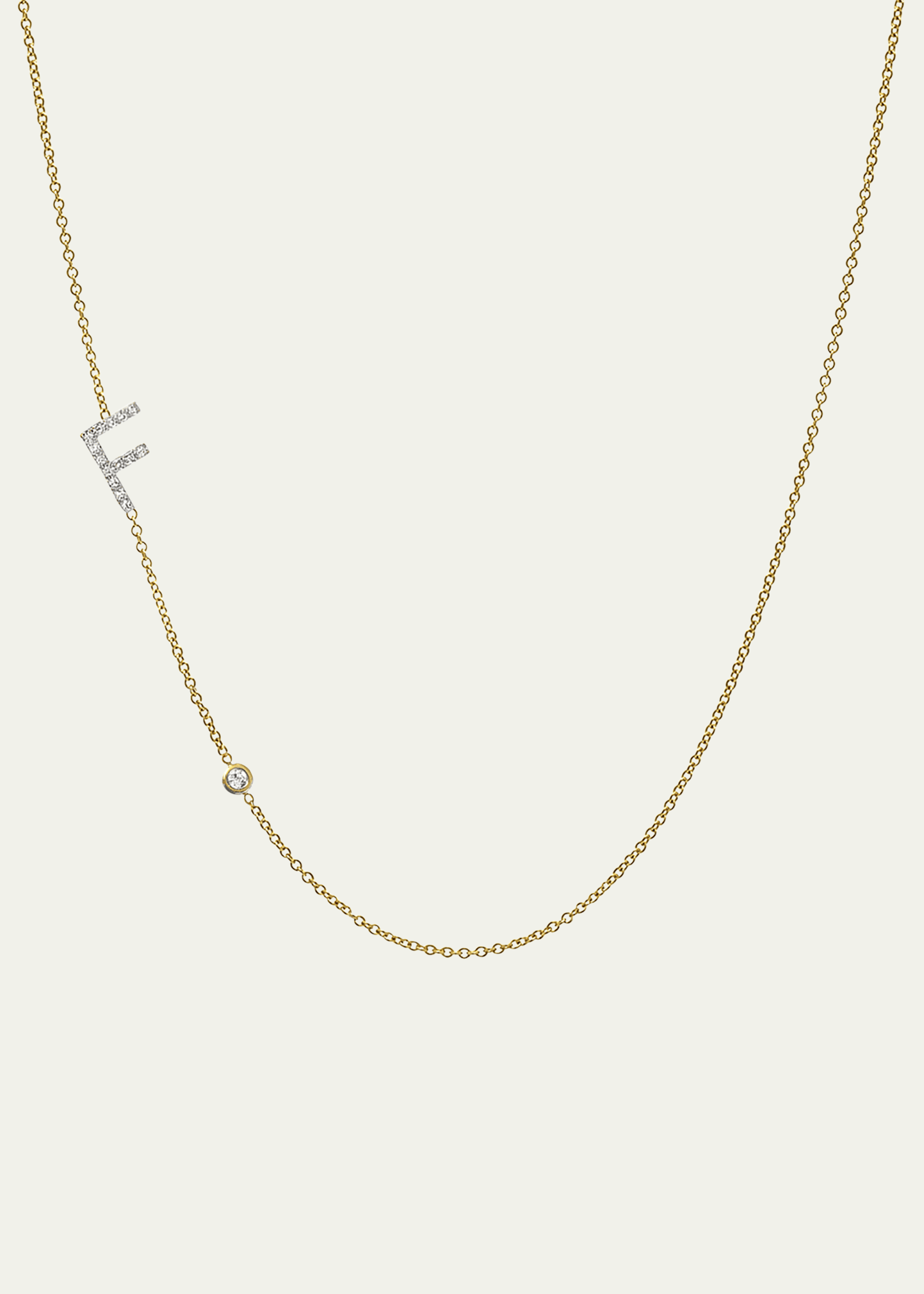 Zoe Lev Jewelry 14k Yellow Gold Diamond Initial F Necklace
