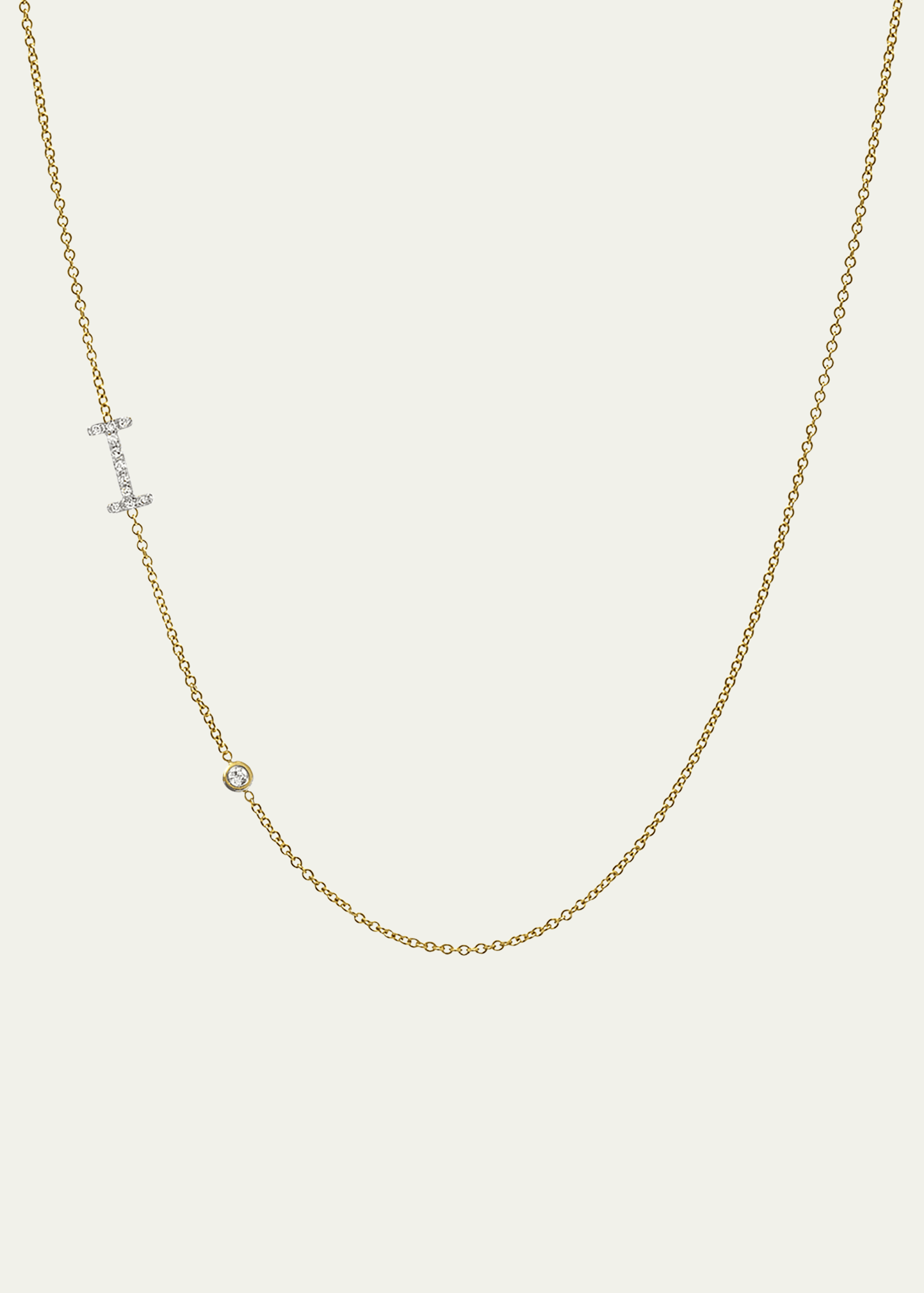 Zoe Lev Jewelry 14k Yellow Gold Diamond Initial I Necklace