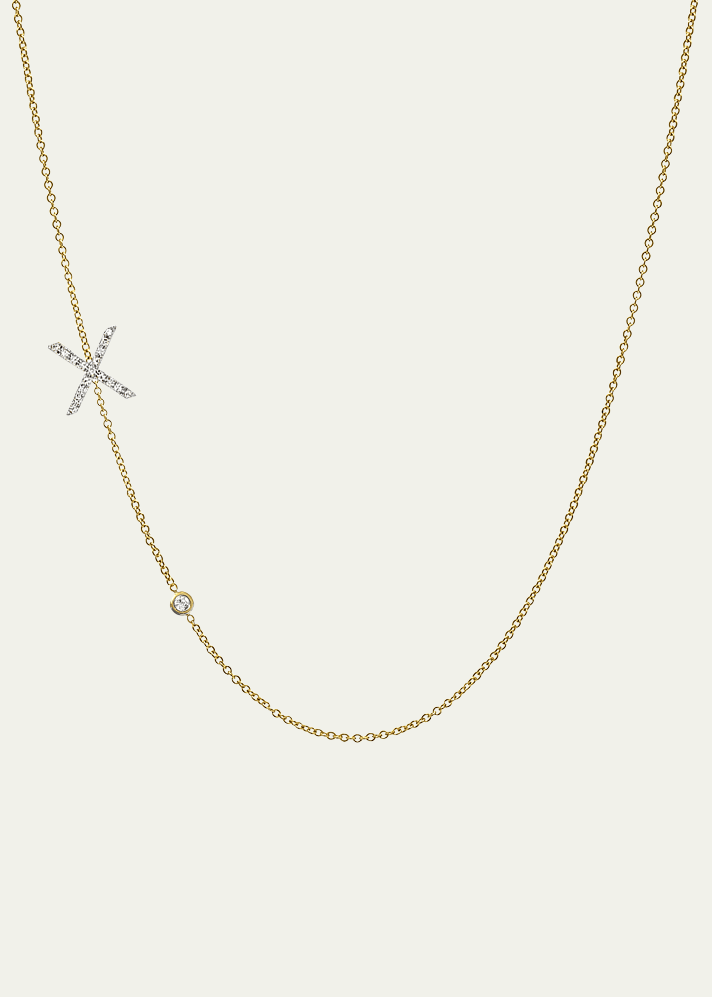 Zoe Lev Jewelry 14k Yellow Gold Diamond Initial X Necklace