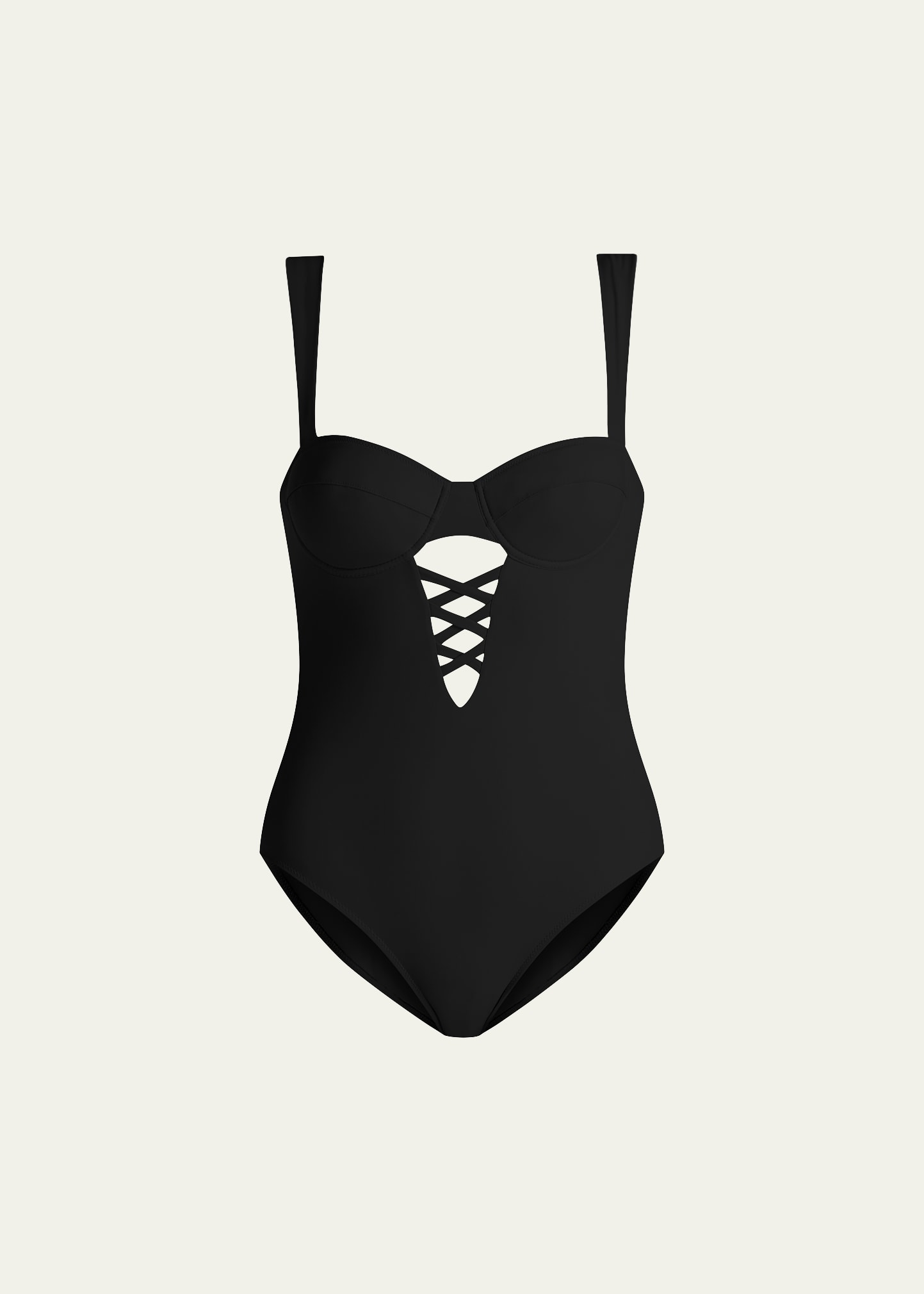 Valimare Women's Paris Lace-up Balconette One-piece Swimsuit In Black