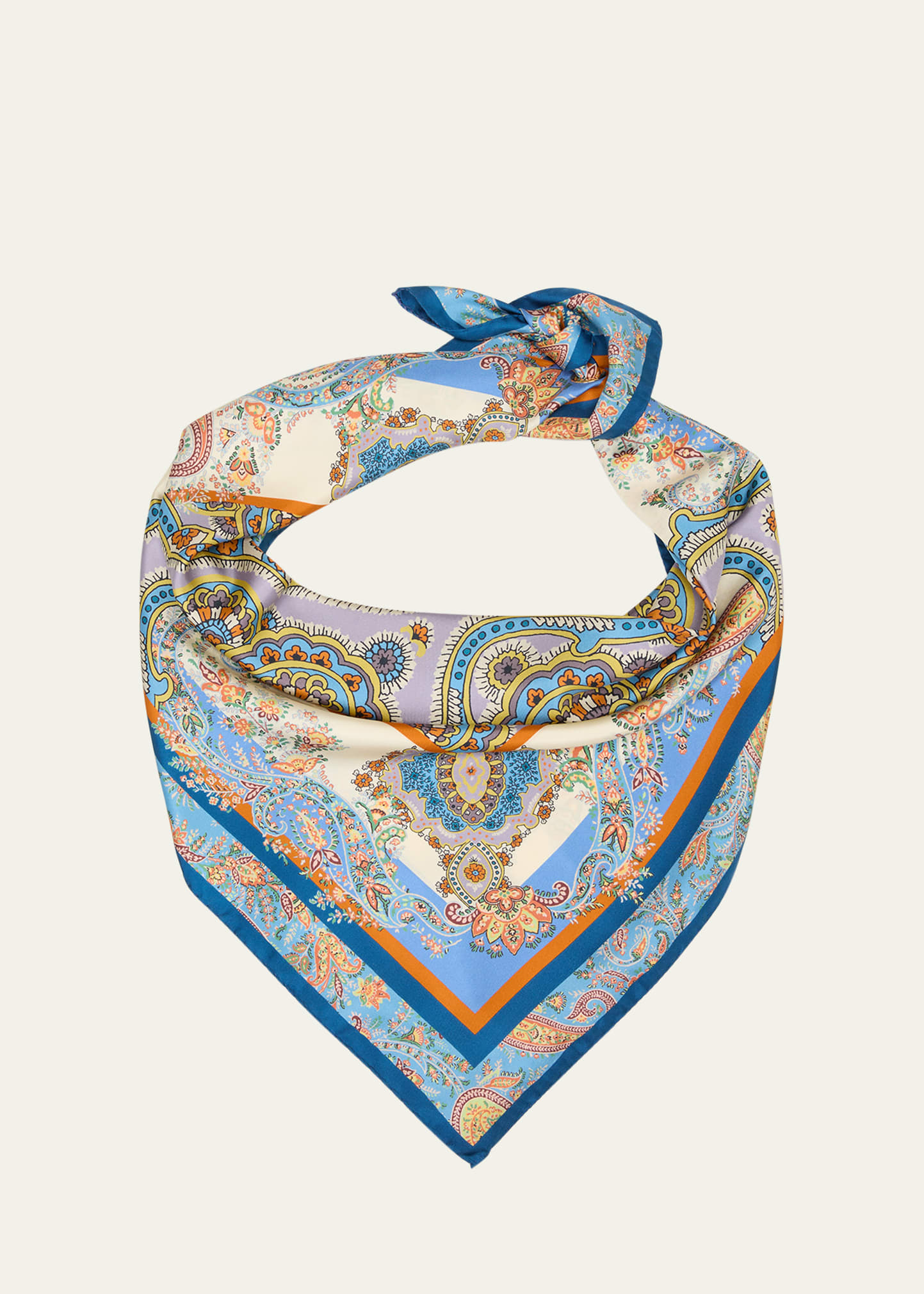 Shop Etro Patterned Two-tone Silk Scarf With Grommet In X0880 Stampa Fdo