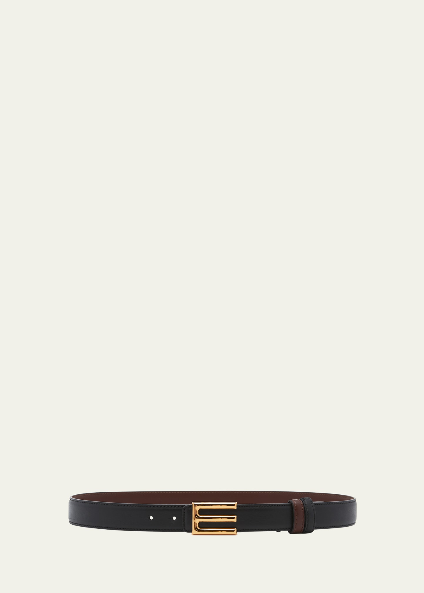 Etro E-monogram Reversible Leather & Brass Belt In N0000 Nero