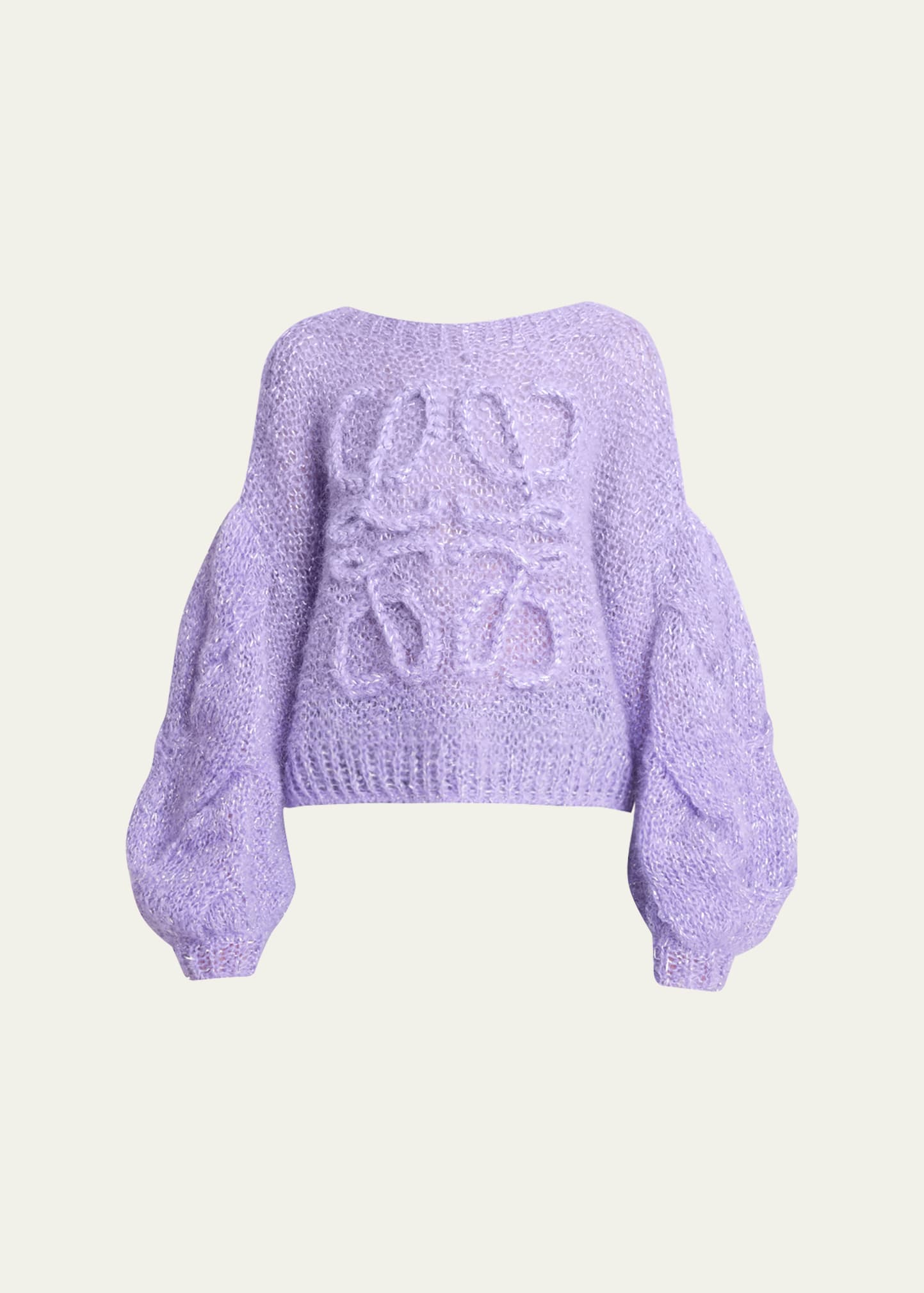 Shop Loewe Lurex Mohair Sweater With Anagram Detail In Lavender