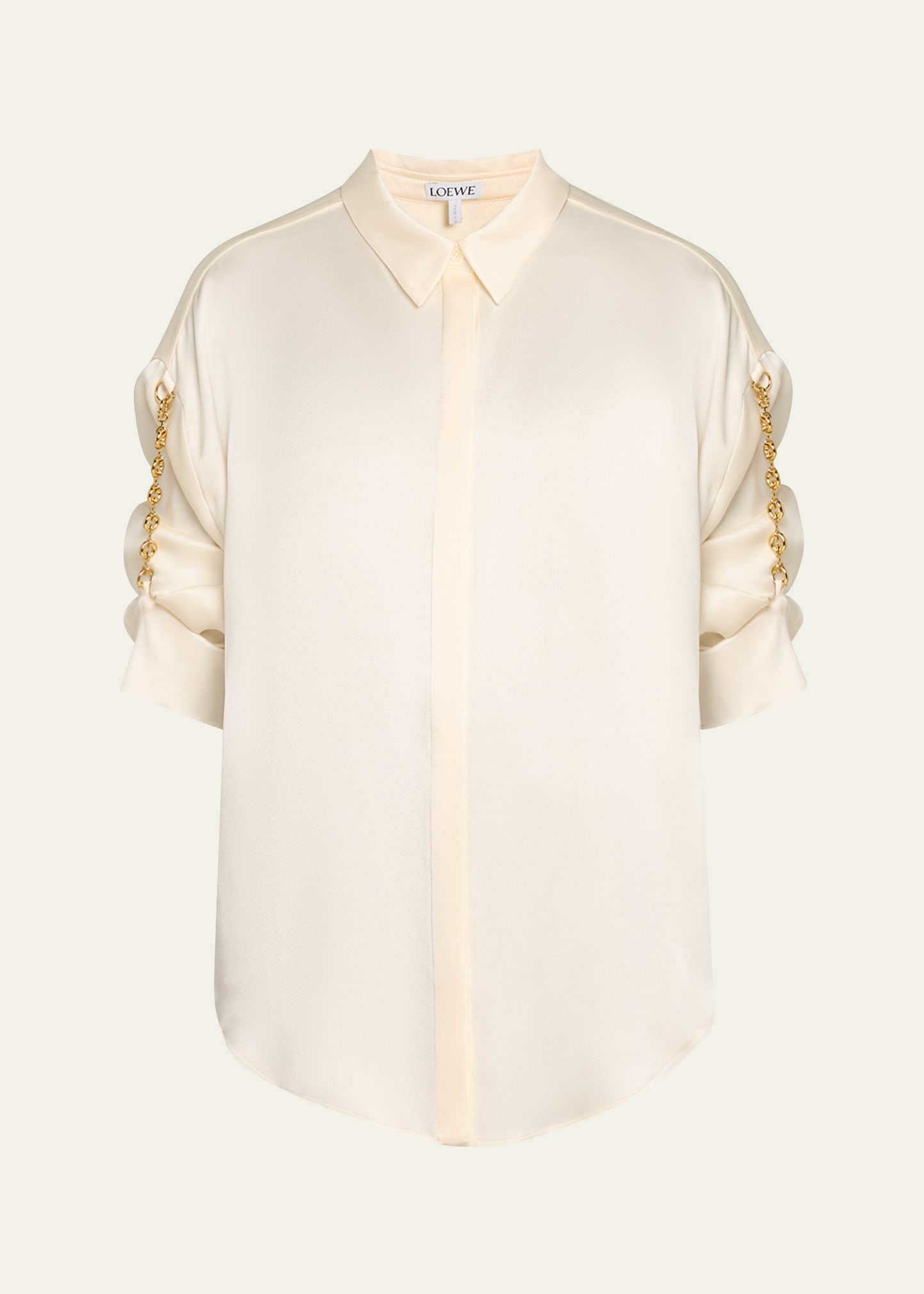 Shop Loewe Chain-sleeve Button Down Blouse In Ivory