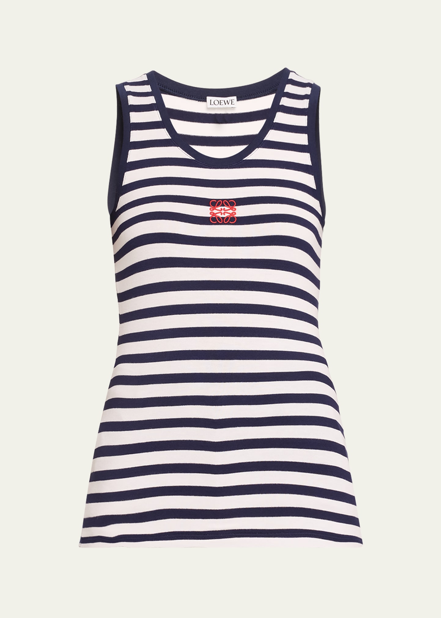 Loewe Anagram Striped Tank Top In White Navy