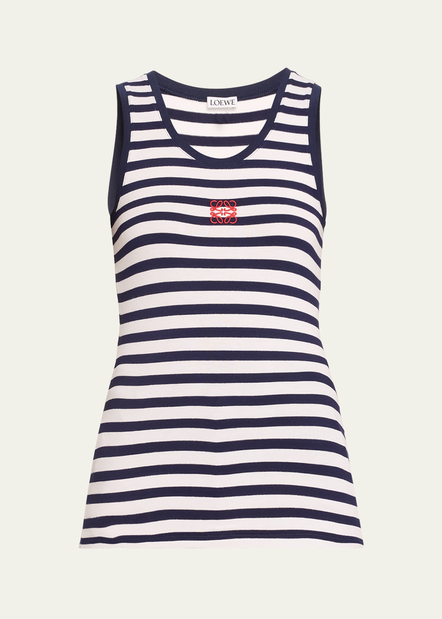 Shop Loewe Striped Anagram Tank Top In White Navy