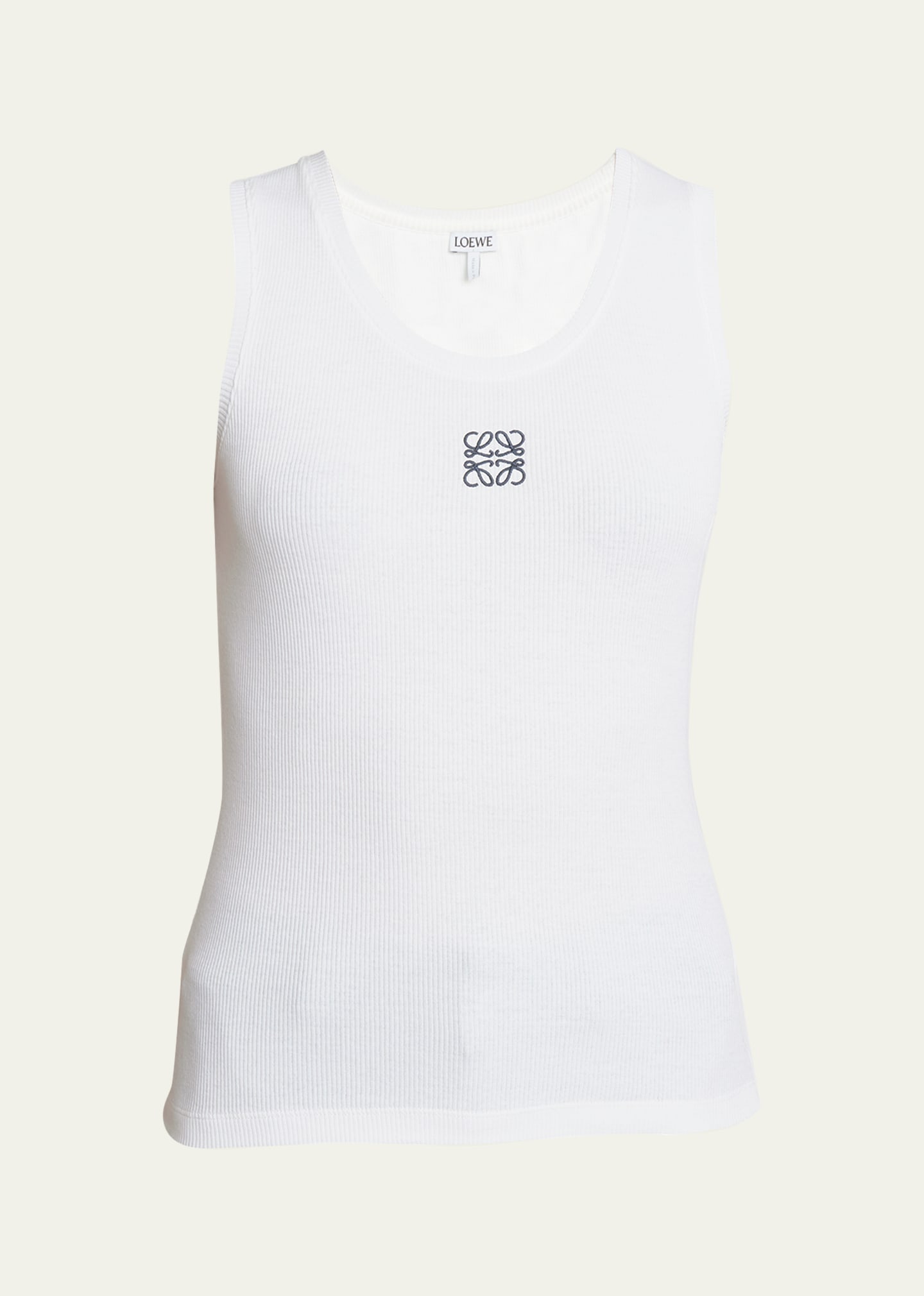 Loewe Embroidered Ribbed Cotton-blend Tank In White