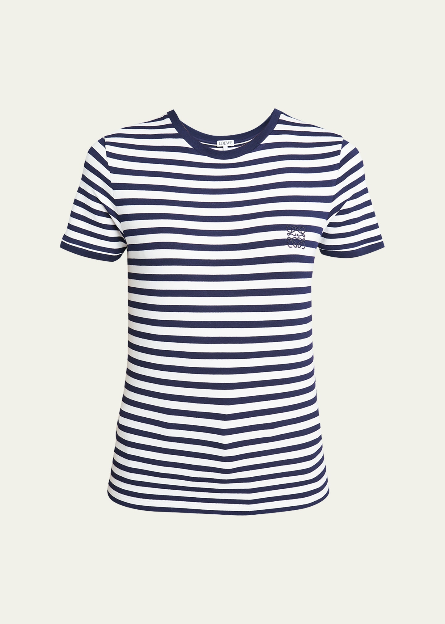 Shop Loewe Anagram Embroidered Striped Short-sleeve T-shirt In White Navy