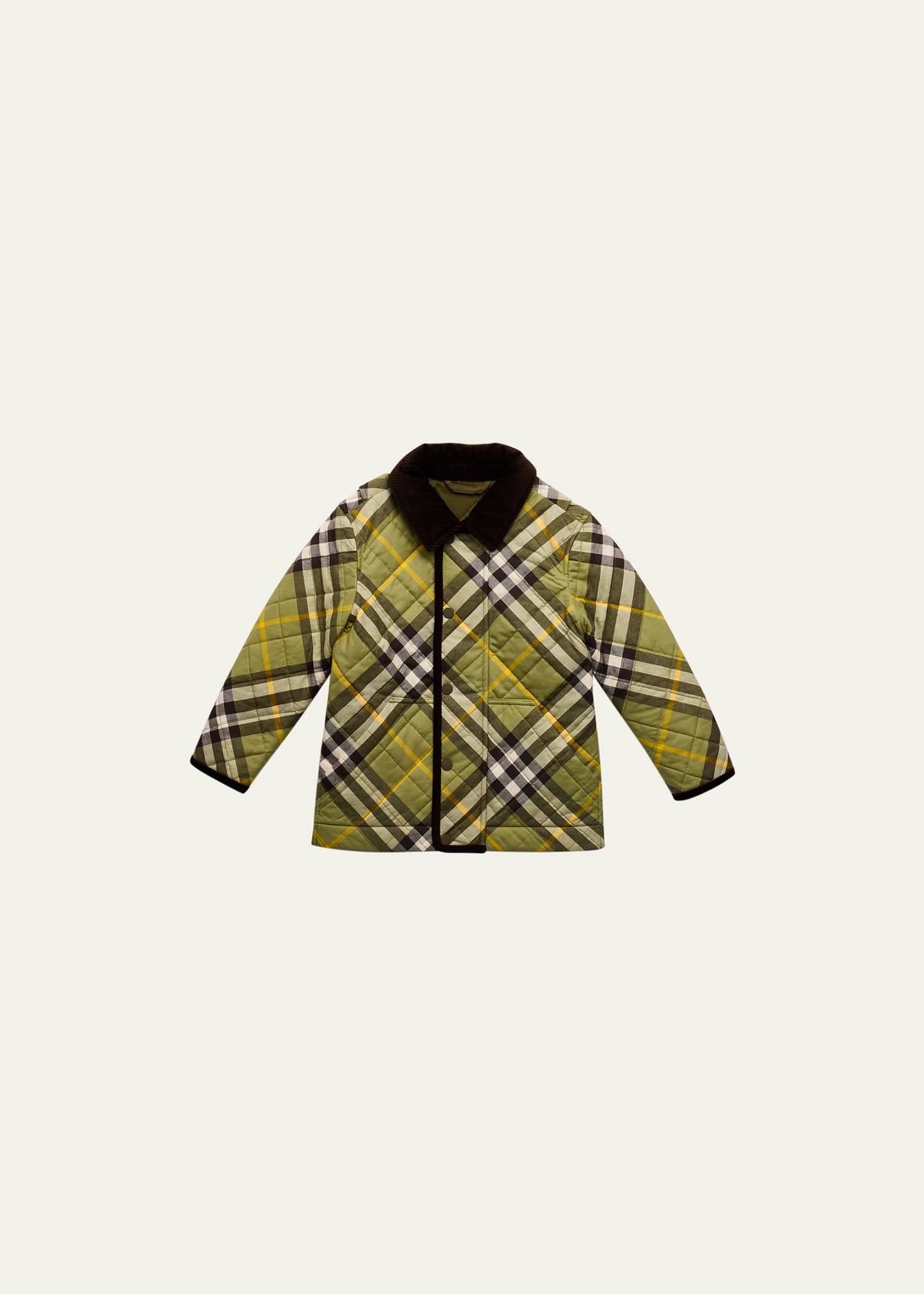 BURBERRY BOY'S GRAYSON CHECK QUILTED JACKET