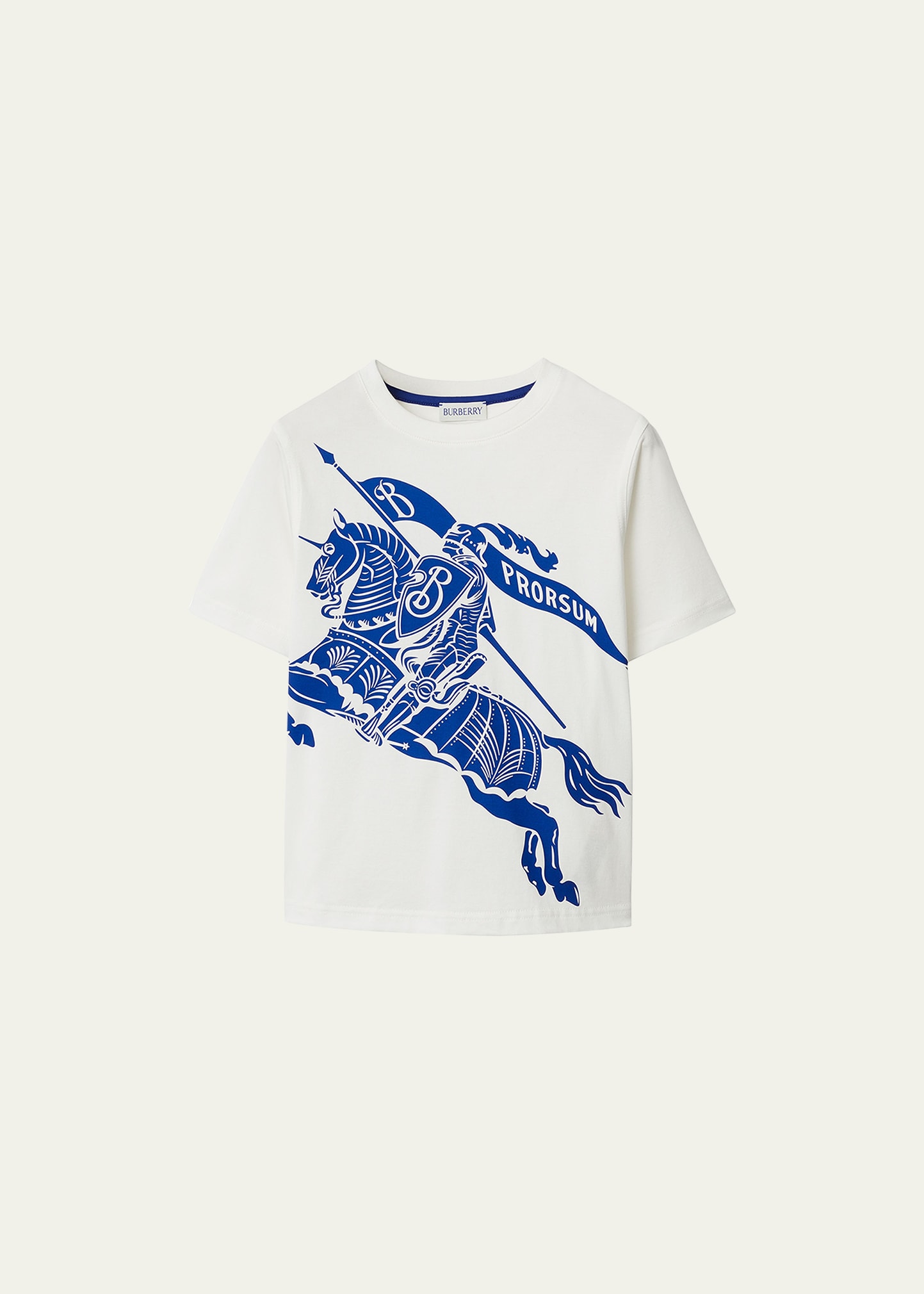 Shop Burberry Boy's Cedar Knight Ekd Print T-shirt In Salt