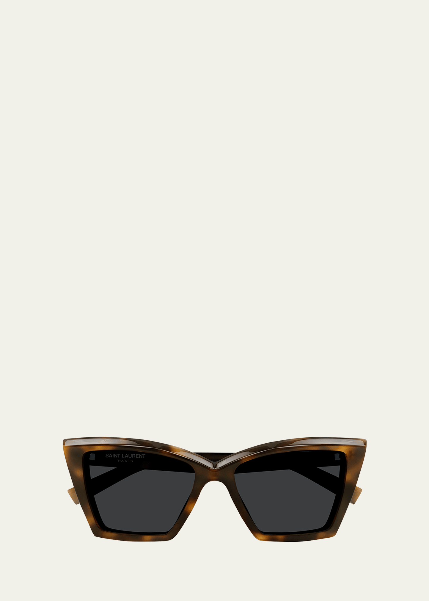 Shop Saint Laurent Beveled Acetate Cat-eye Sunglasses In Shiny Medium Hava