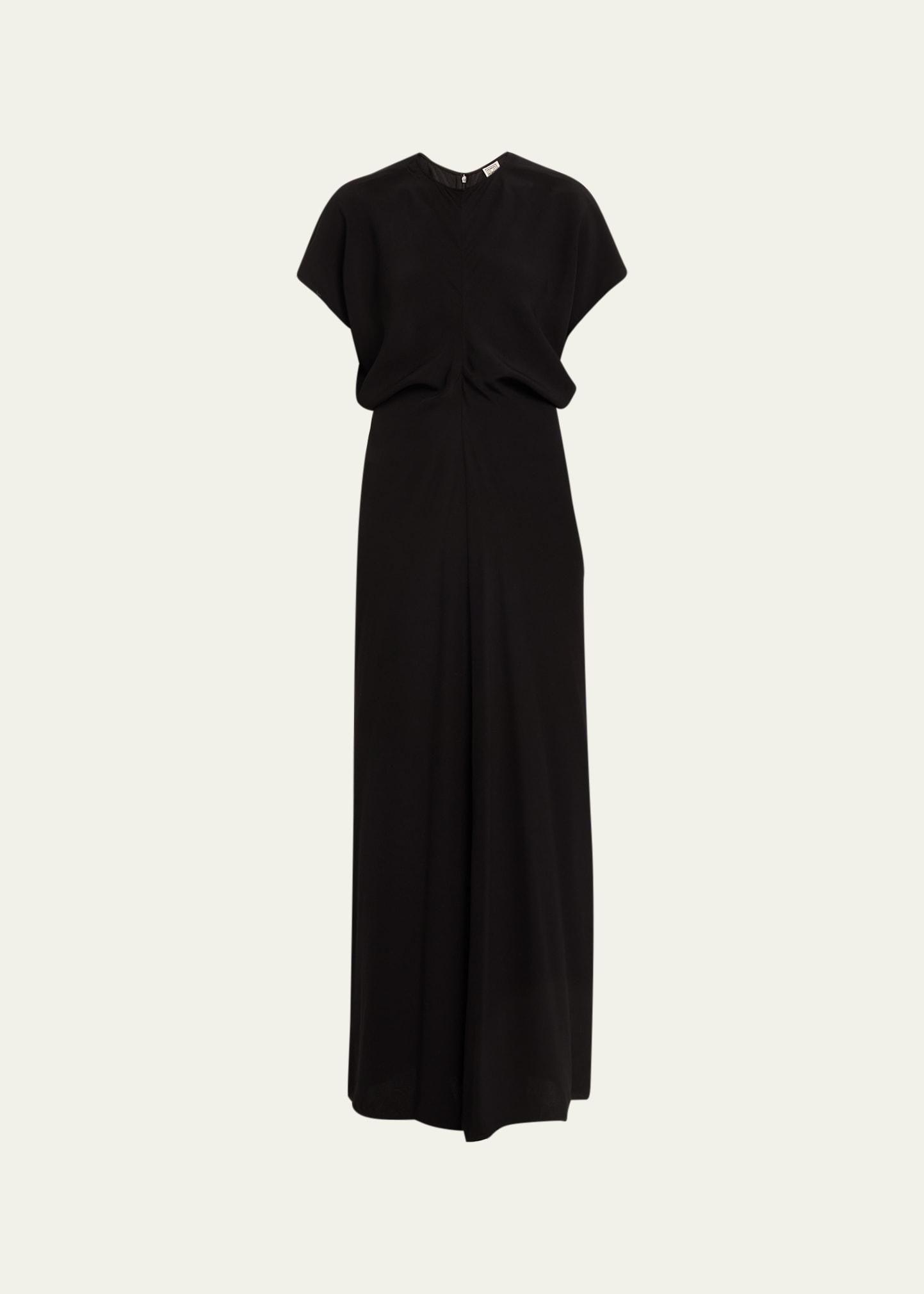Shop Totême Satin Maxi Dress With Slouch Waist Detail In Black