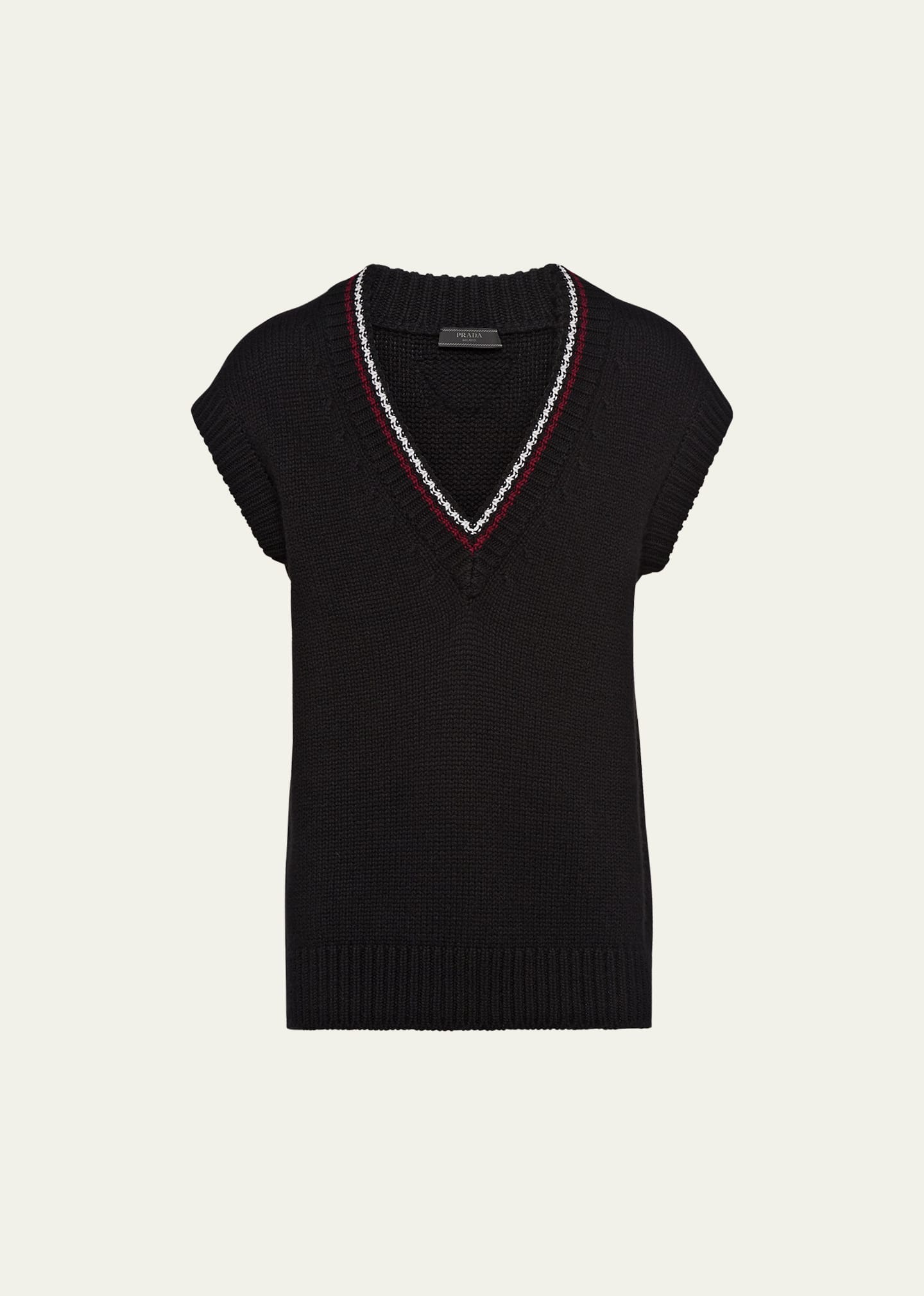 Prada Chunky-knit Cashmere Vest In Nero