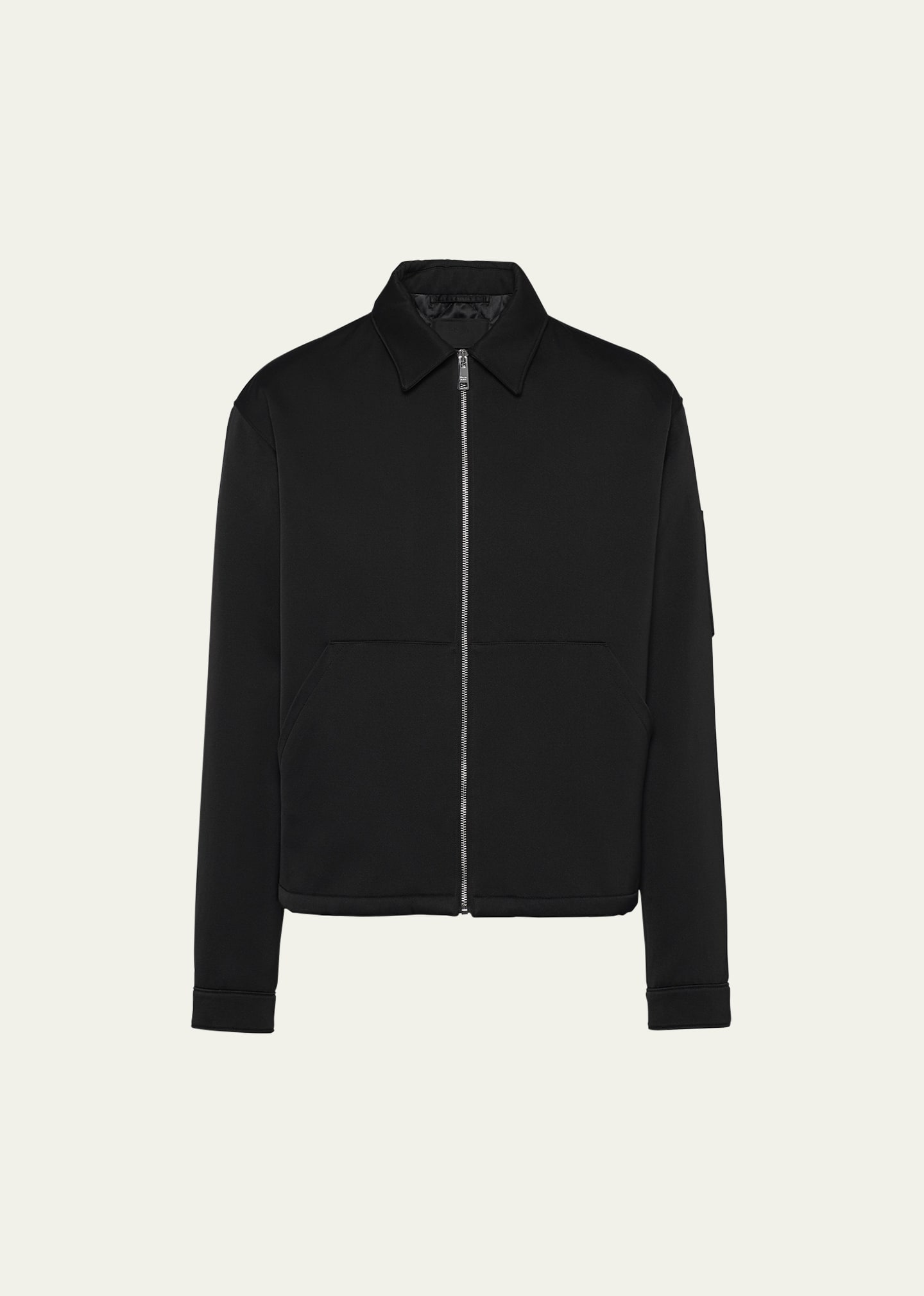 Shop Prada Men's Cotton And Silk Zip-front Blouson Jacket In Nero