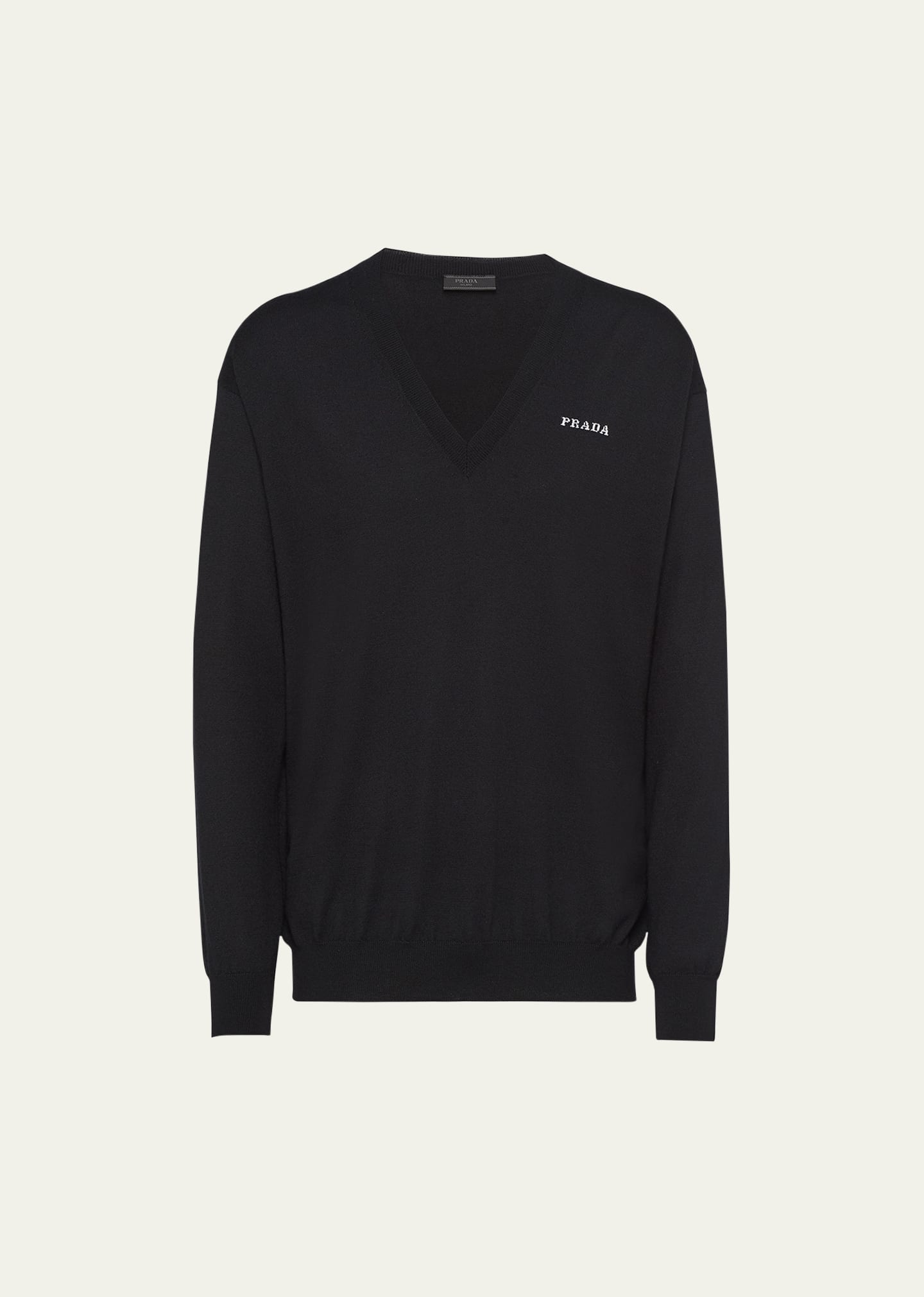 Shop Prada Men's V-neck Cashmere Sweater In Nero