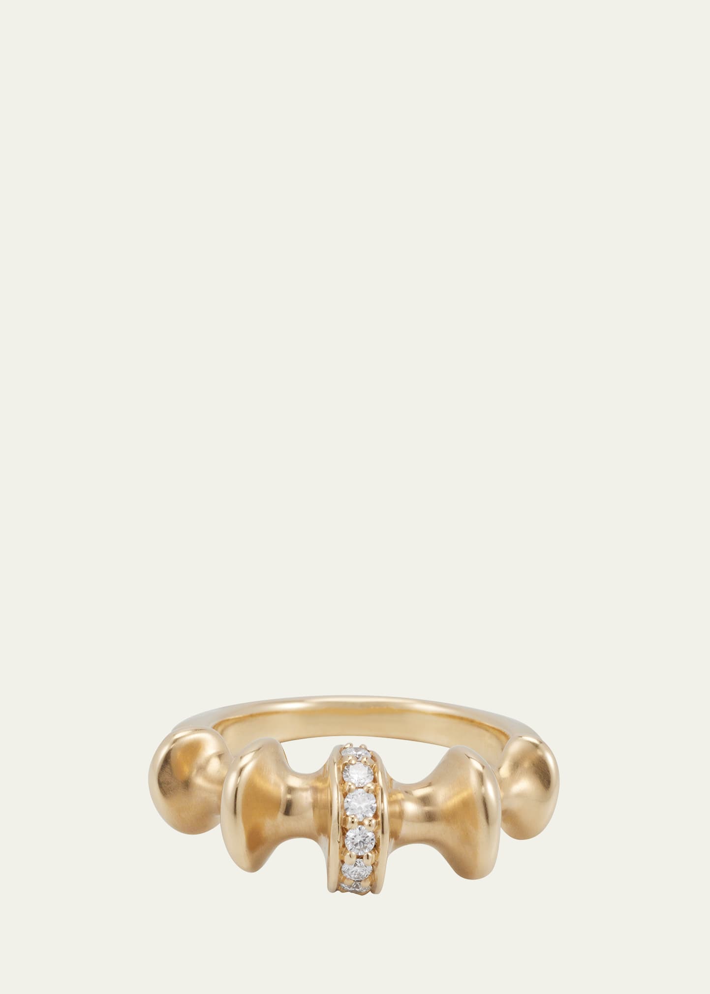 18k Yellow Gold Chrona Band Ring With Diamonds, Size 6.5