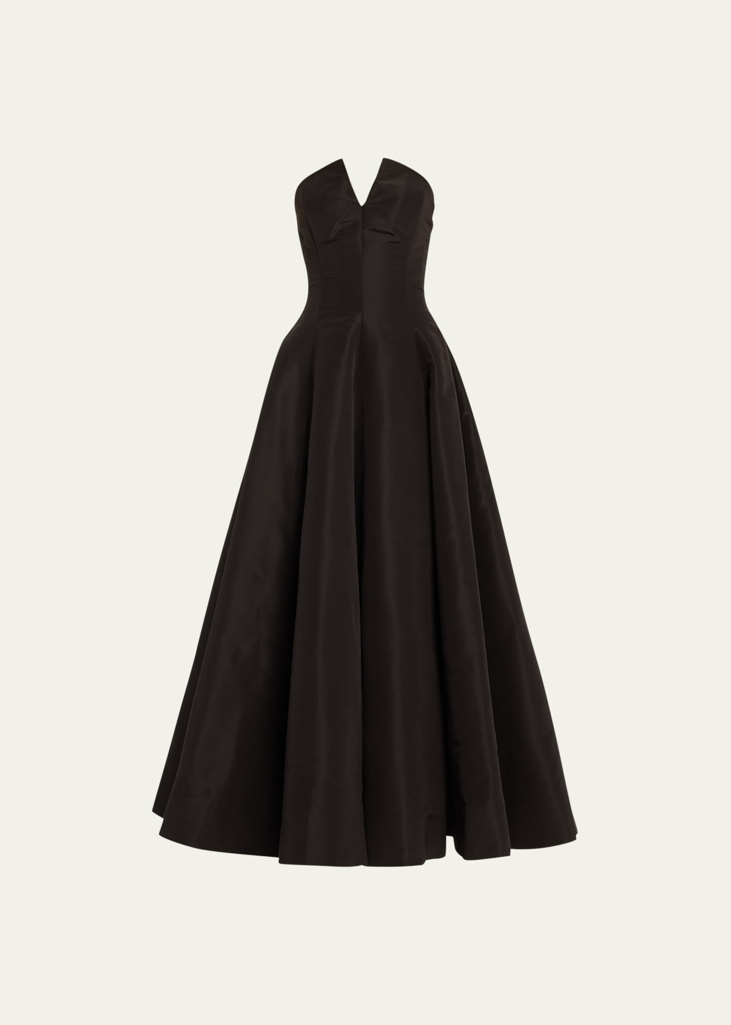 Shop Oscar De La Renta Strapless Fit-&-flare Tea-length Faille Gown In Black