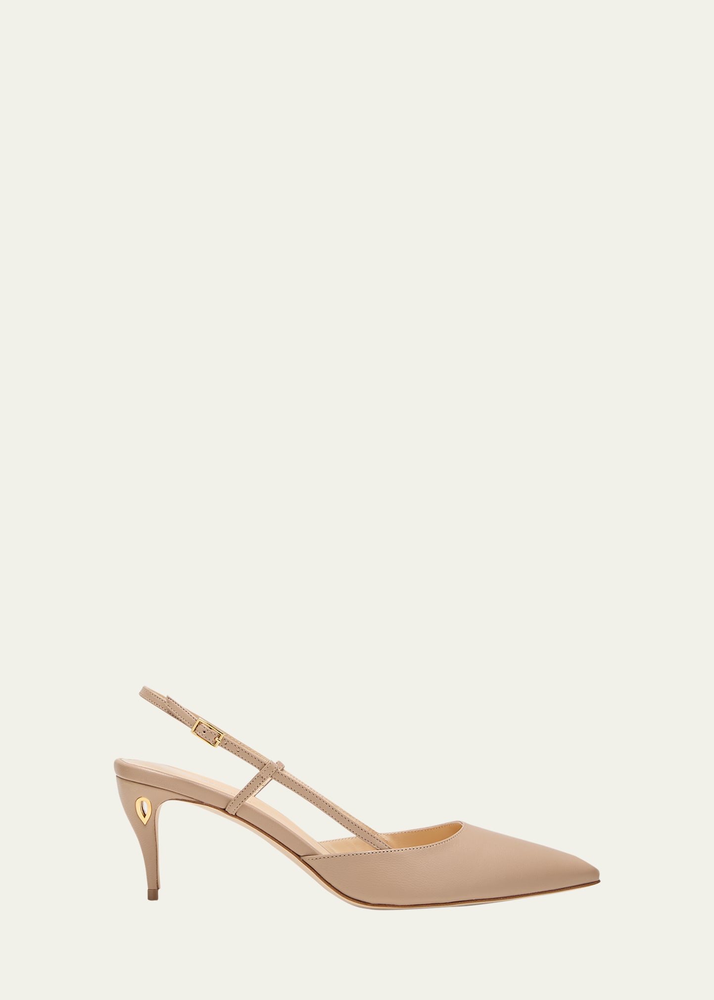 Jennifer Chamandi Mario Leather Slingback Pumps In Sand