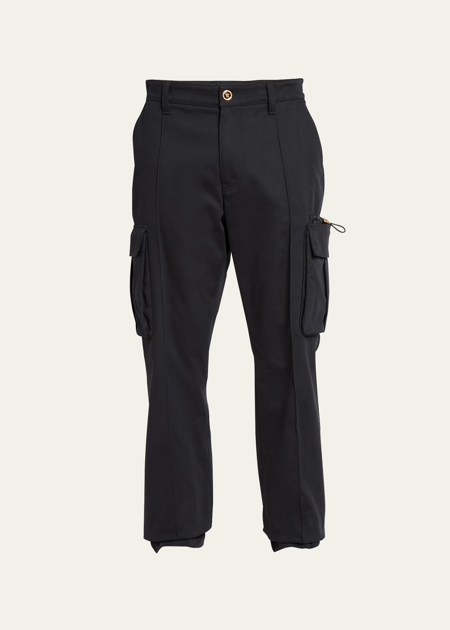 Shop Versace Men's Pintuck Drill Cargo Pants In Black