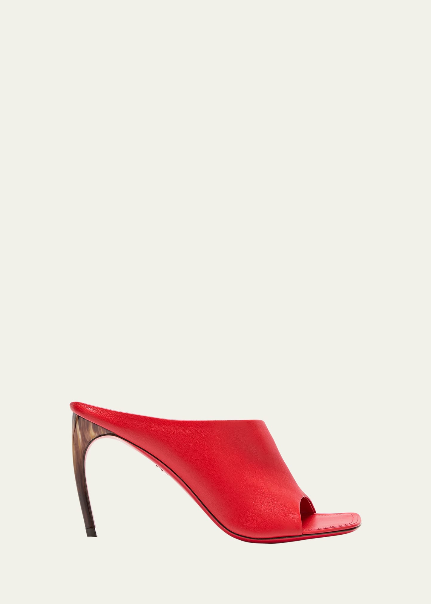 Shop Ferragamo Nymphe Asymmetrical Leather Mule Sandals In Flame Red
