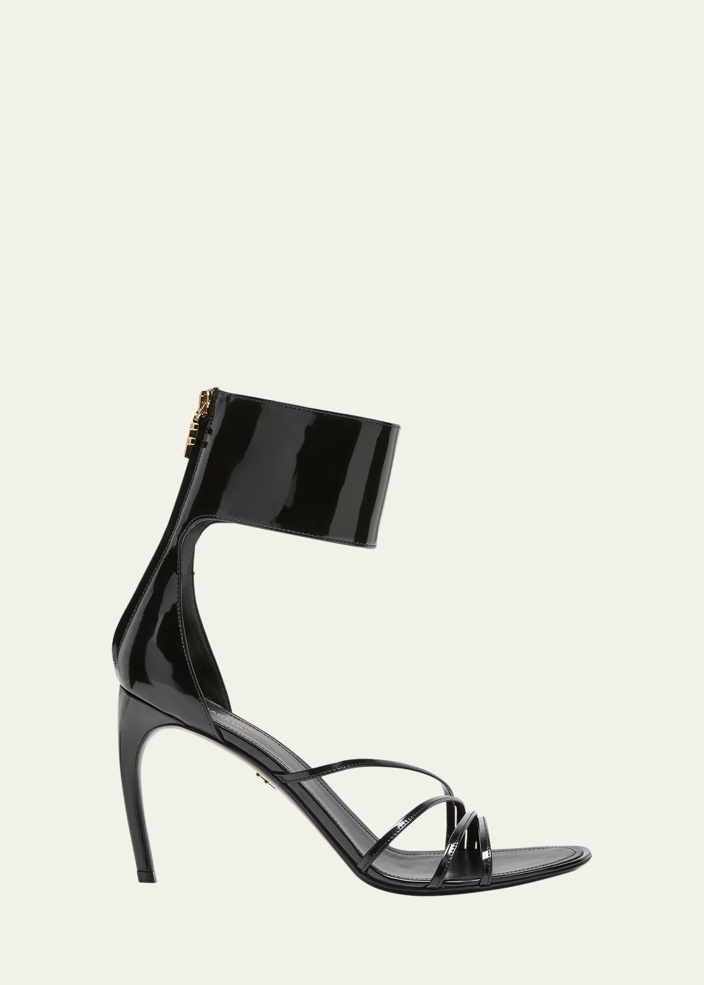 Ferragamo Strappy Glossy Stiletto Sandals With Ankle Strap In Nappa Late