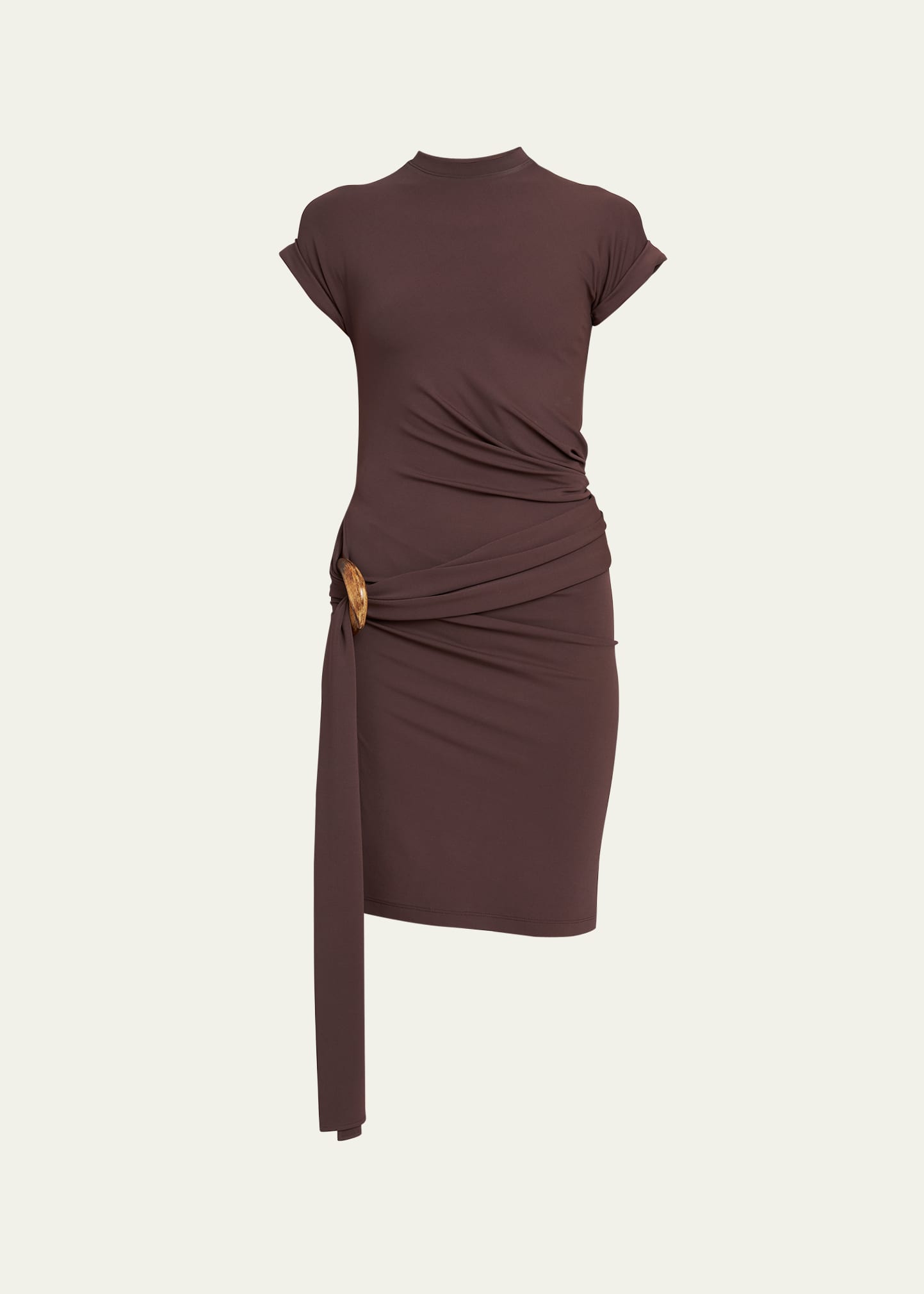 Shop Ferragamo Jersey Wrap Dress With Buckle Detail In Expresso