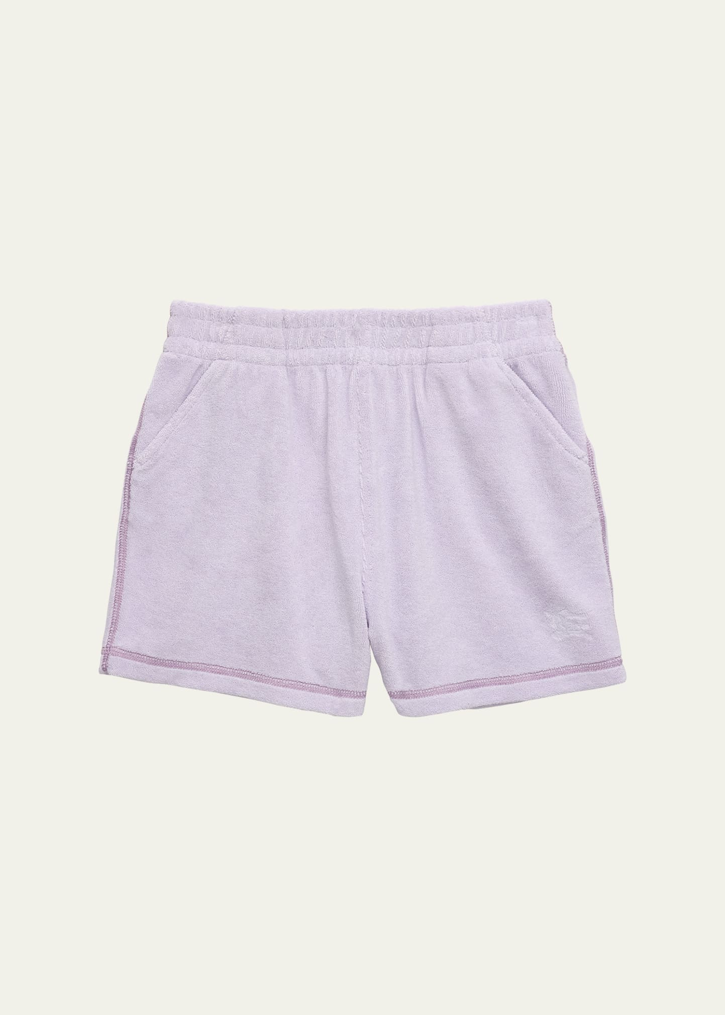 Shop Burberry Girl's Nadine Ekd Drawstring Cotton Toweling Shorts In Muted Lilac