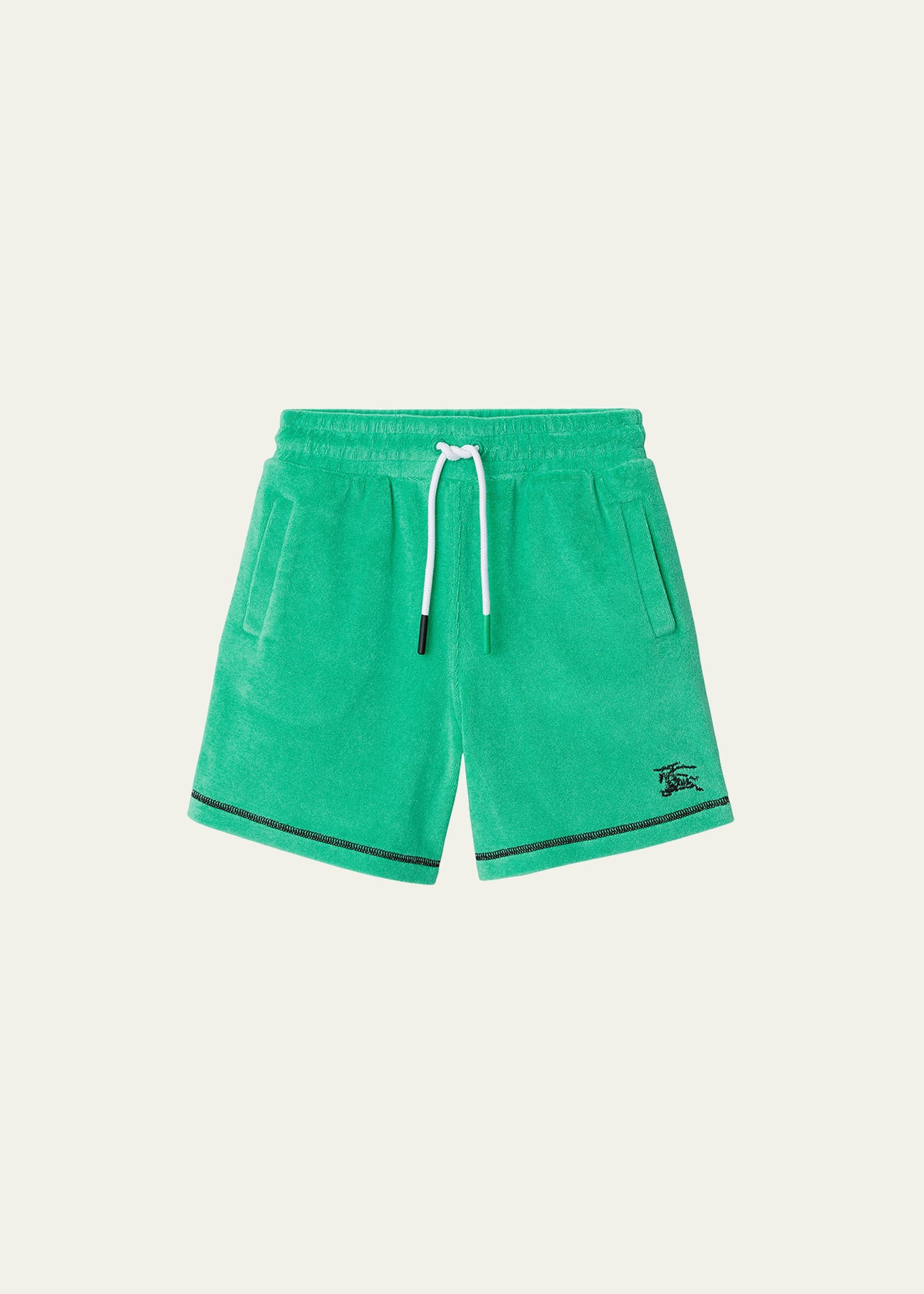 Shop Burberry Boy's Nixon Ekd Drawstring Shorts In Bright Jade