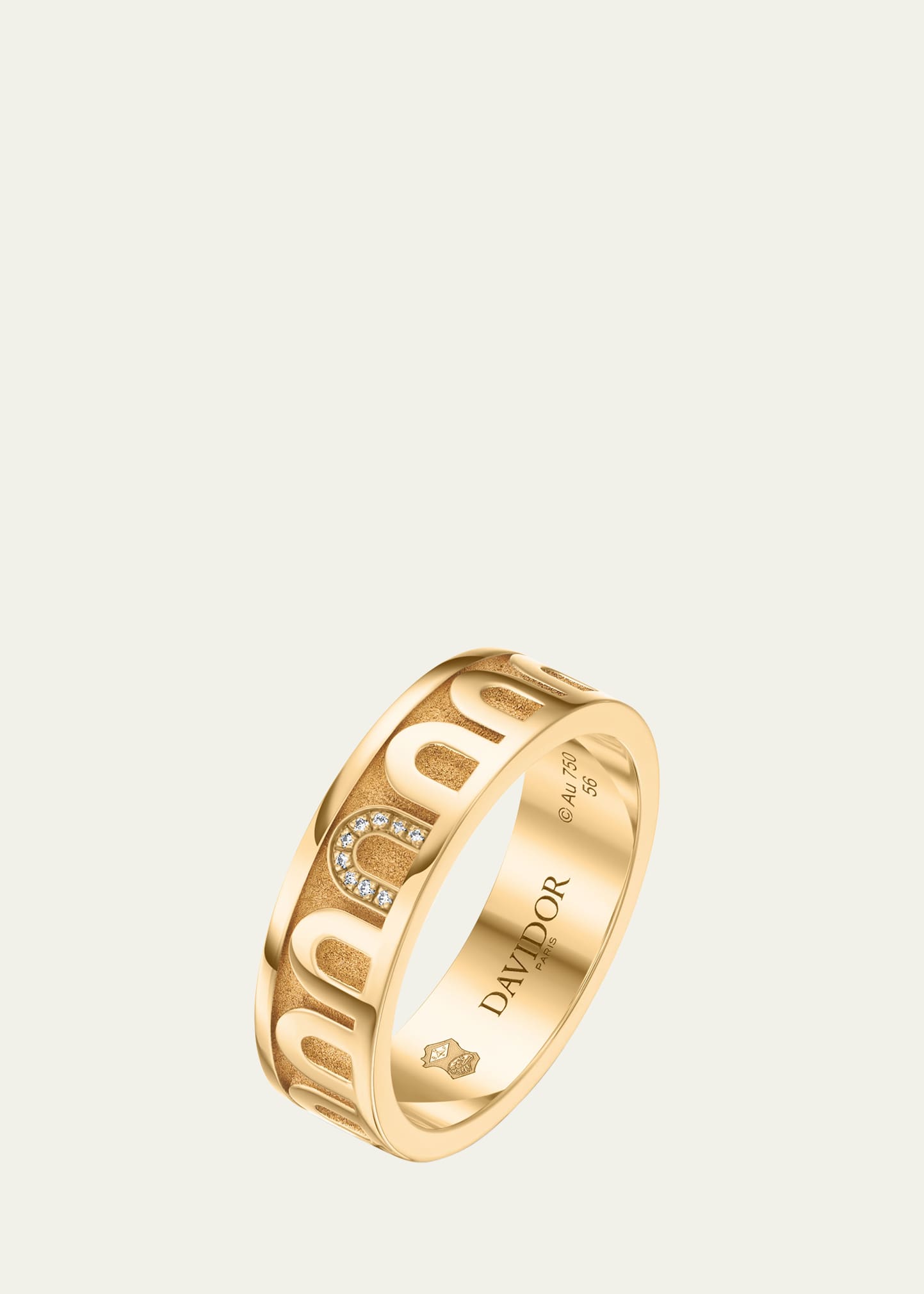L'Arc de DAVIDOR Ring MM in 18K Yellow Gold with Satin Finish and Porta Simple Diamonds