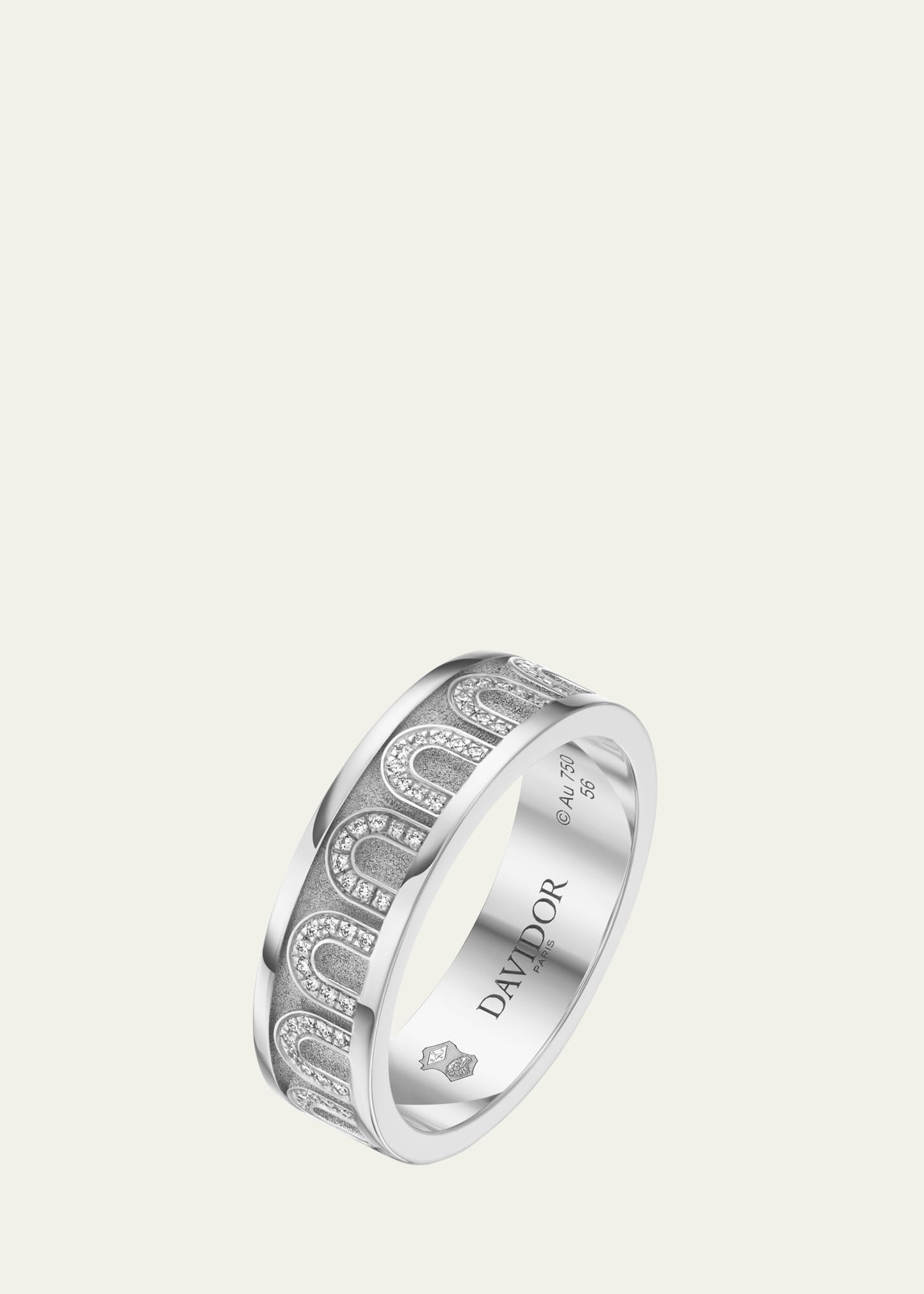 Davidor L'arc De  Ring Mm In 18k White Gold With Satin Finish And Arcade Diamonds In Metallic