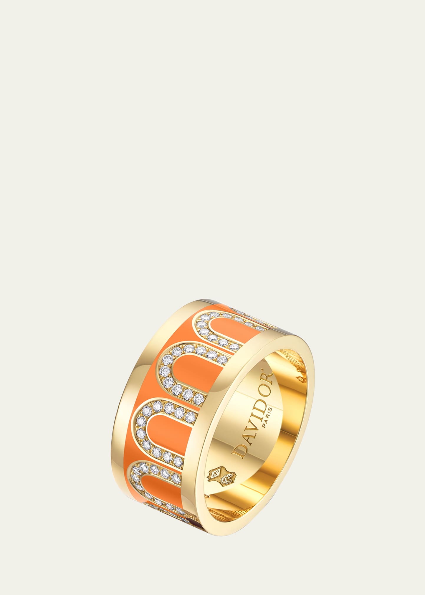 L'Arc de DAVIDOR Ring GM in 18K Yellow Gold with Zeste Lacquered Ceramic and Arcade Diamonds