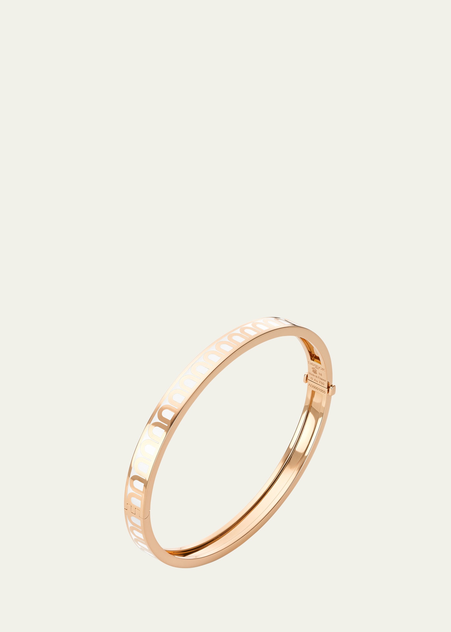 Davidor L'arc De  Bangle Pm In 18k Rose Gold With Neige Lacquered Ceramic