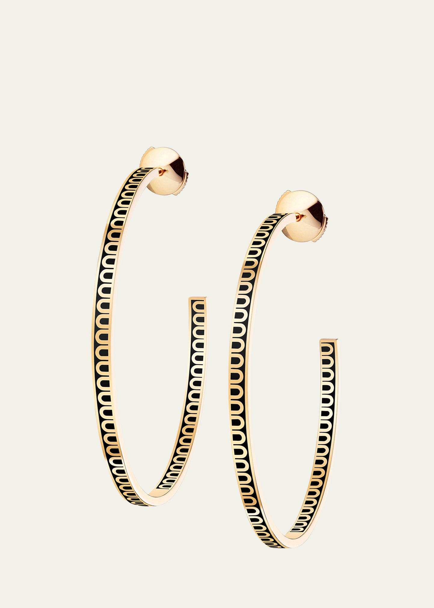 Davidor L'arc De  Creole Earrings Gm In 18k Yellow Gold With Caviar Lacquered Ceramic