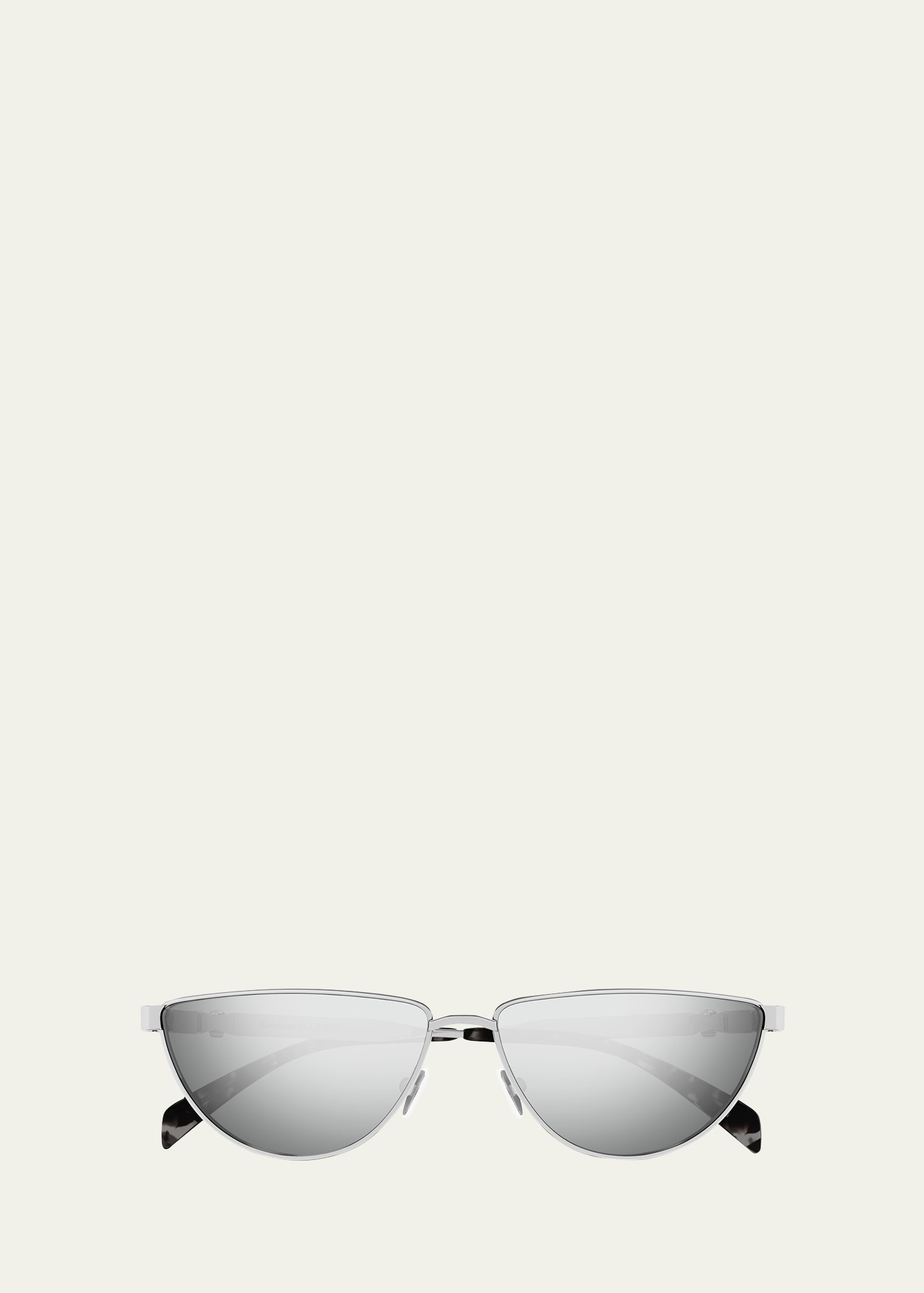 Shop Alexander Mcqueen Mirrored Metal Cat-eye Sunglasses In Shiny Silver