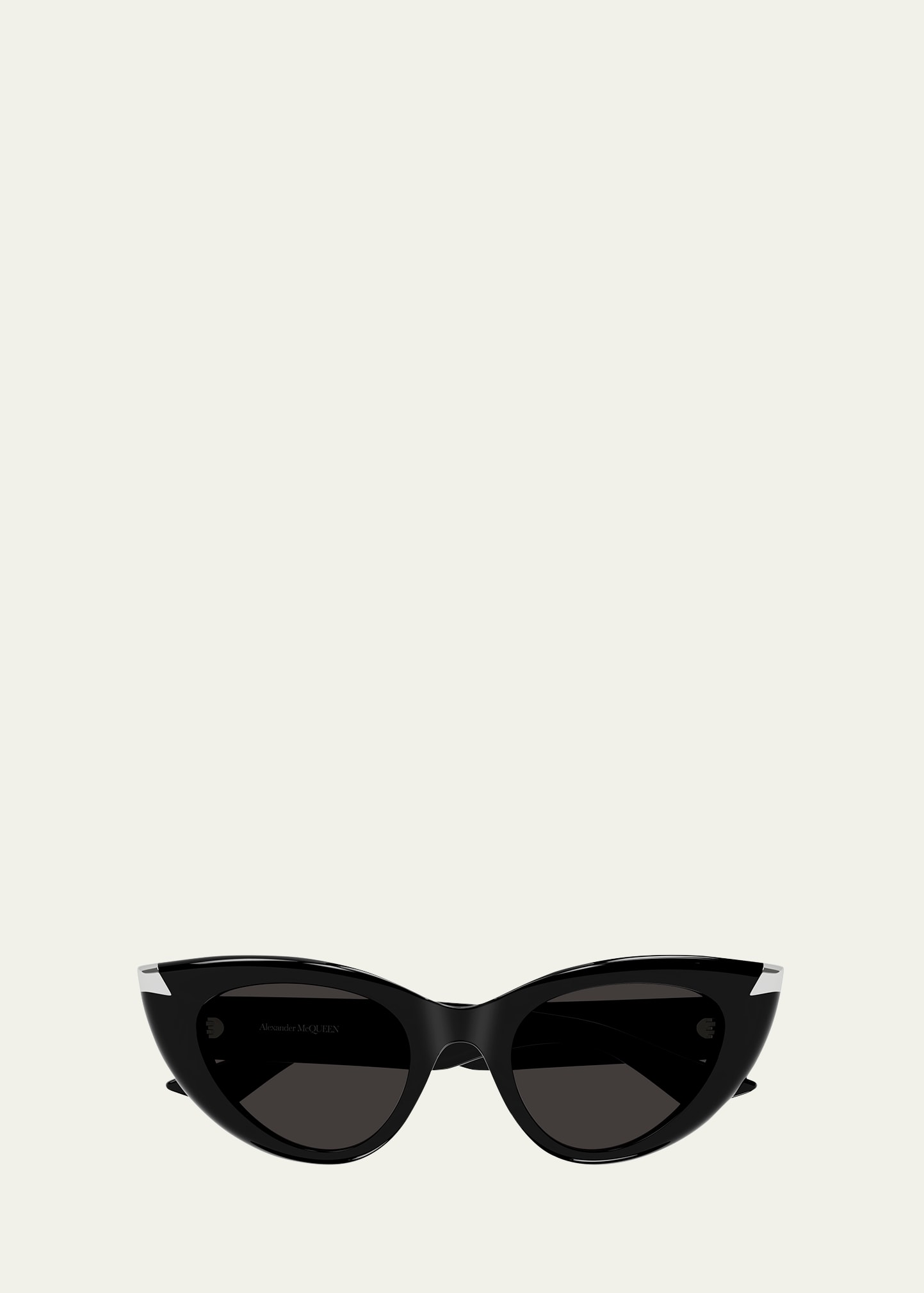 Shop Alexander Mcqueen Sleek Acetate Cat-eye Sunglasses In Shiny Solid Black