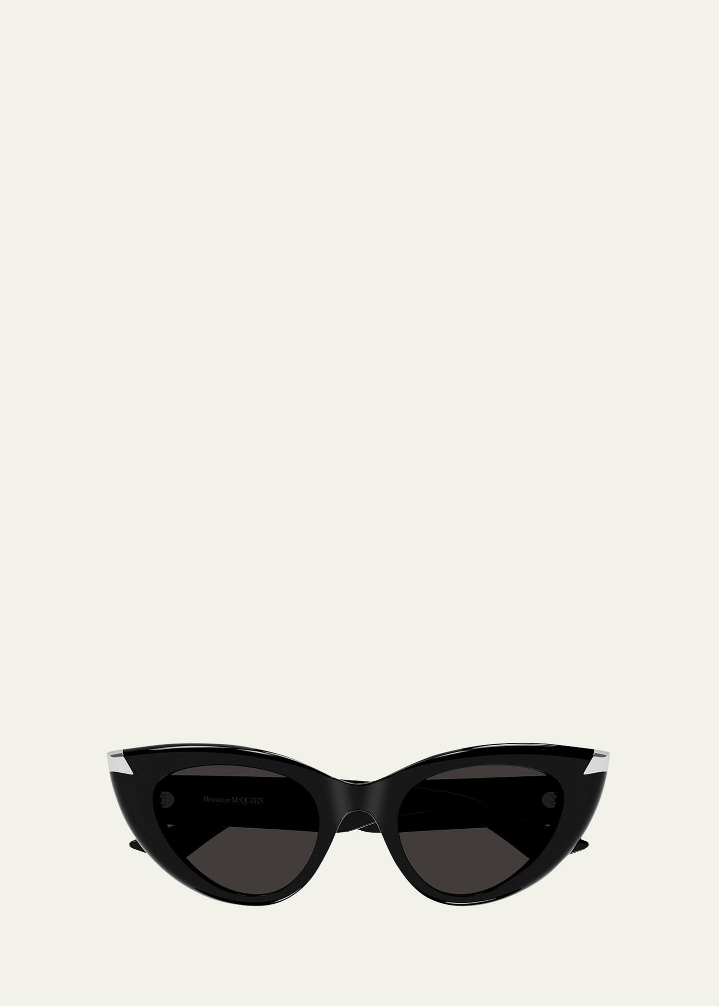 Alexander Mcqueen Sleek Acetate Cat-eye Sunglasses In Shiny Solid Black