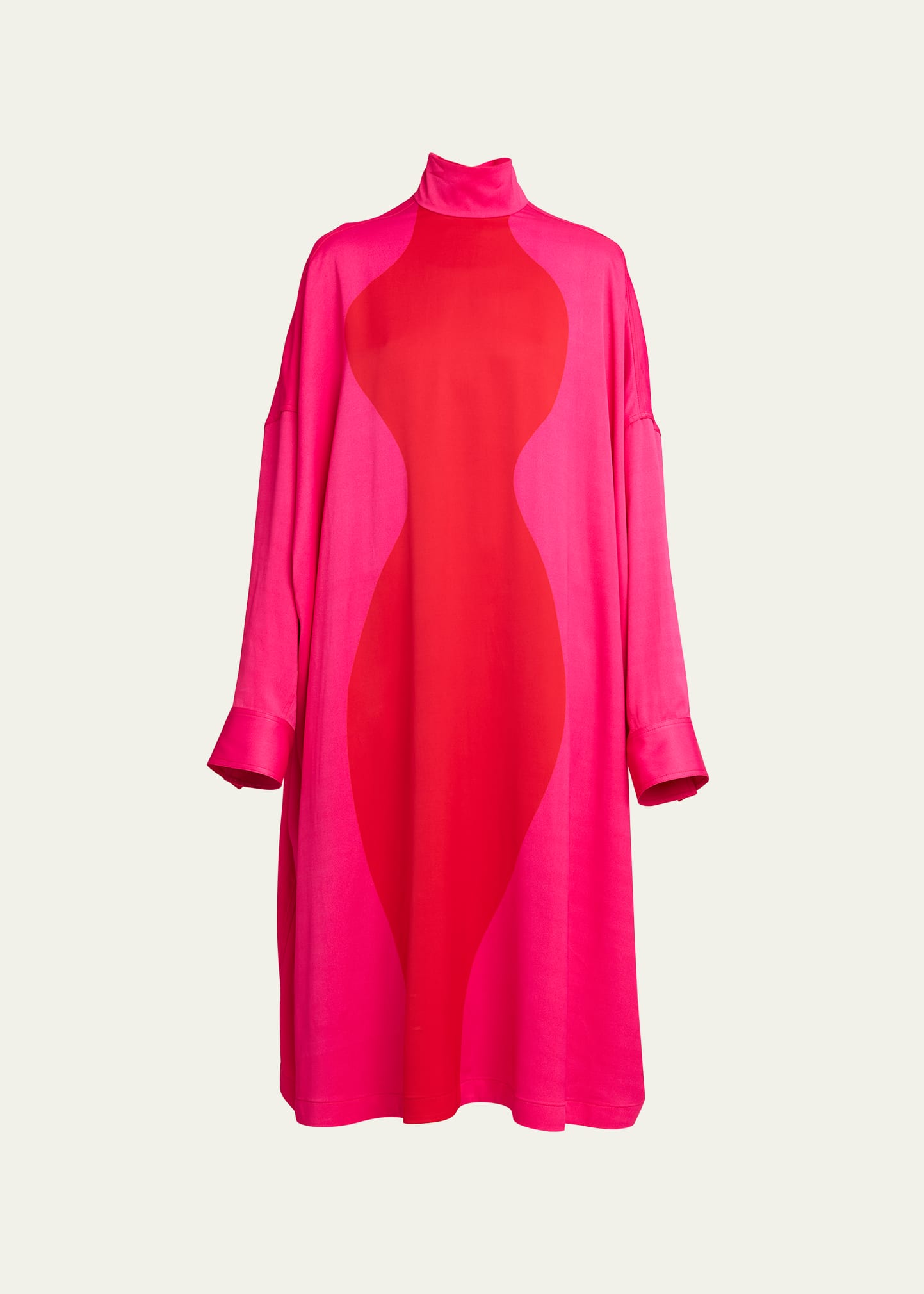 Ferragamo Bicolor Stretch Satin Midi Dress In Fucsia/new