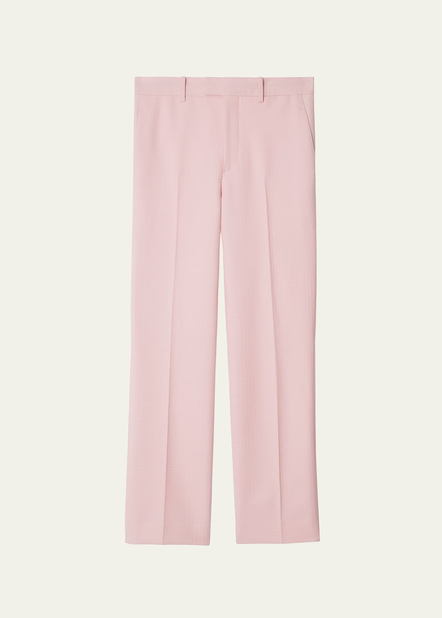 Shop Burberry Mid-rise Wool Trousers In Cameo