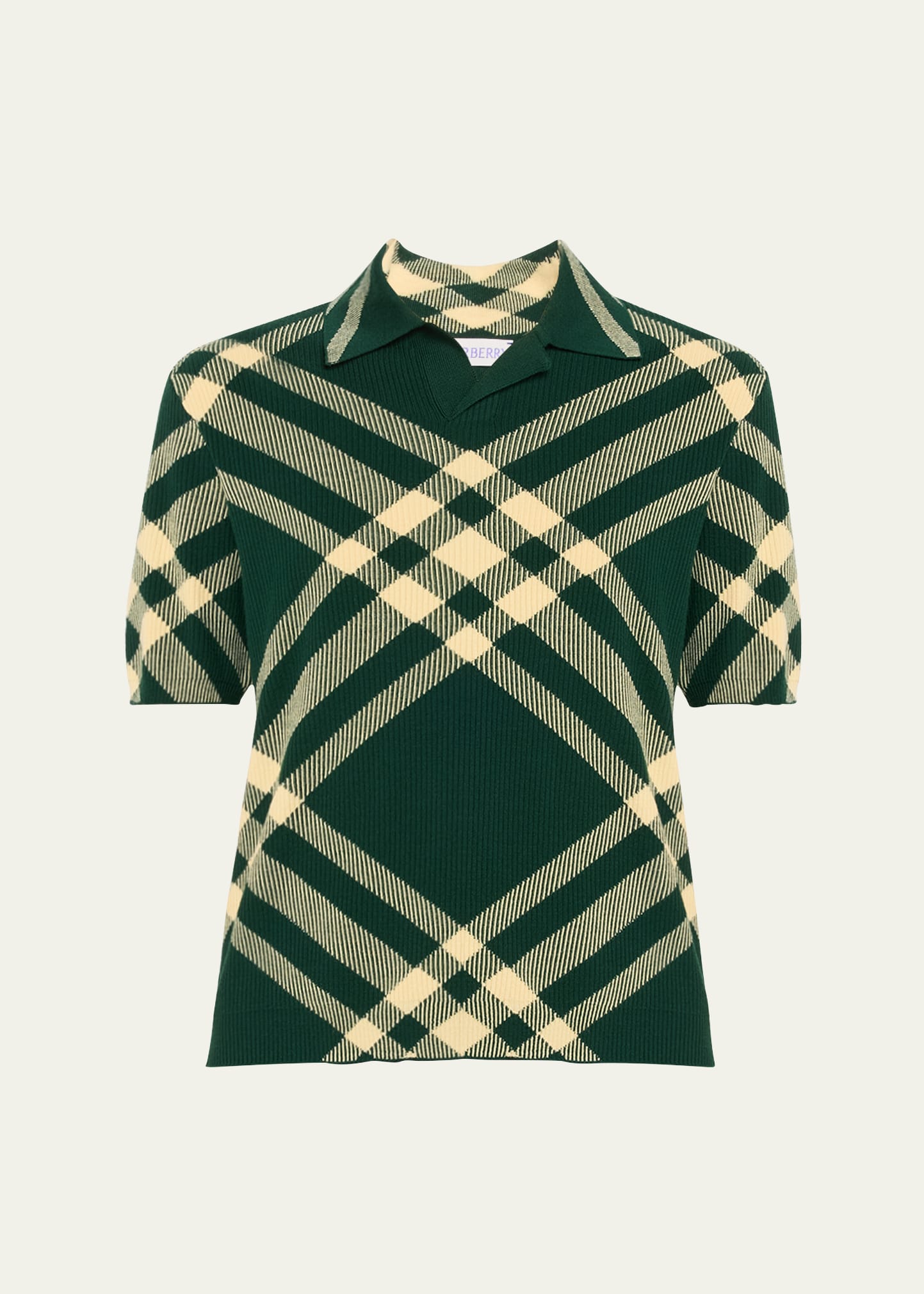 Shop Burberry Check Wool Polo Shirt In Daffodil Ip Check