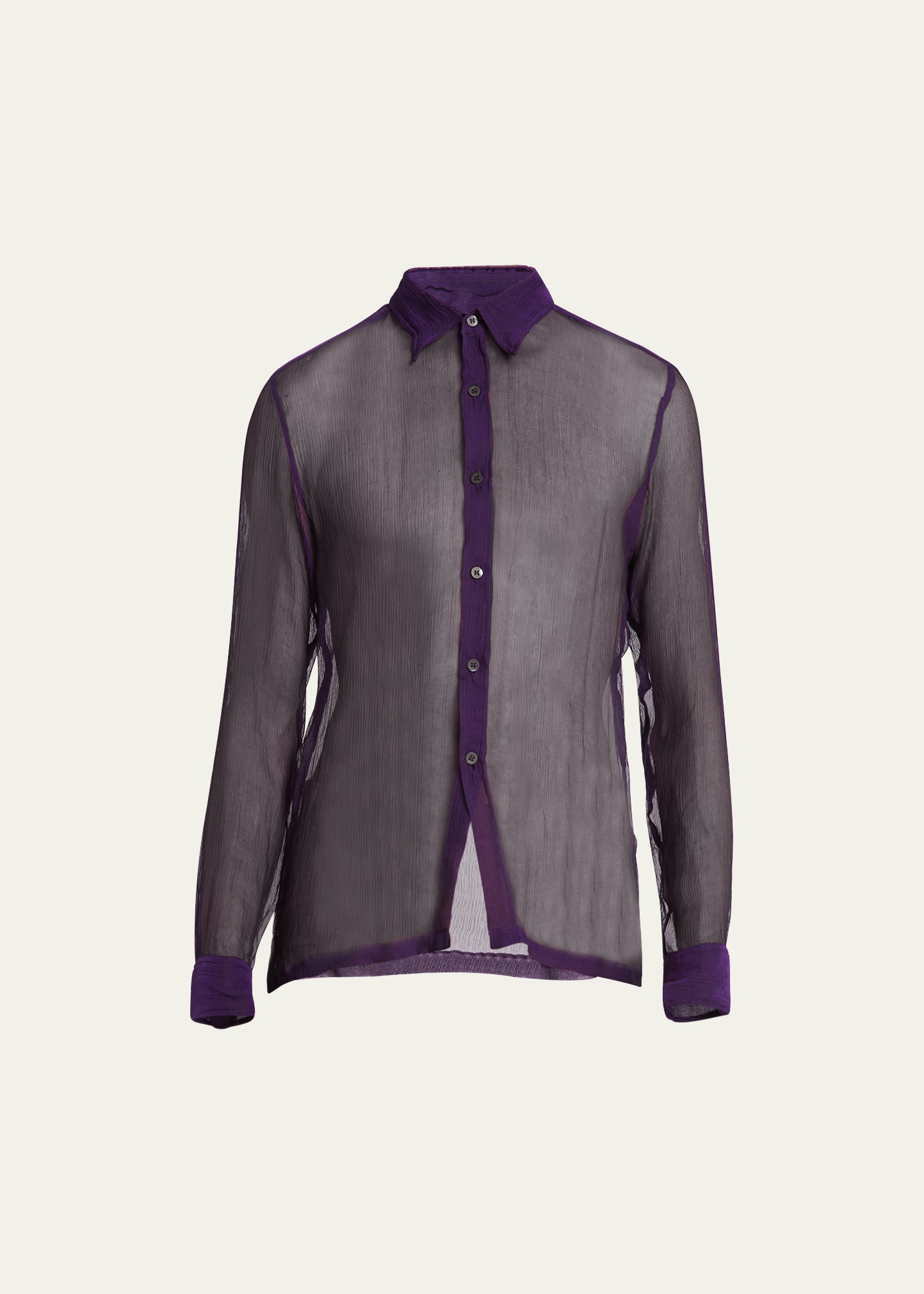 Dries Van Noten Men's Washed Silk Mousseline Dress Shirt In 401 - Purple